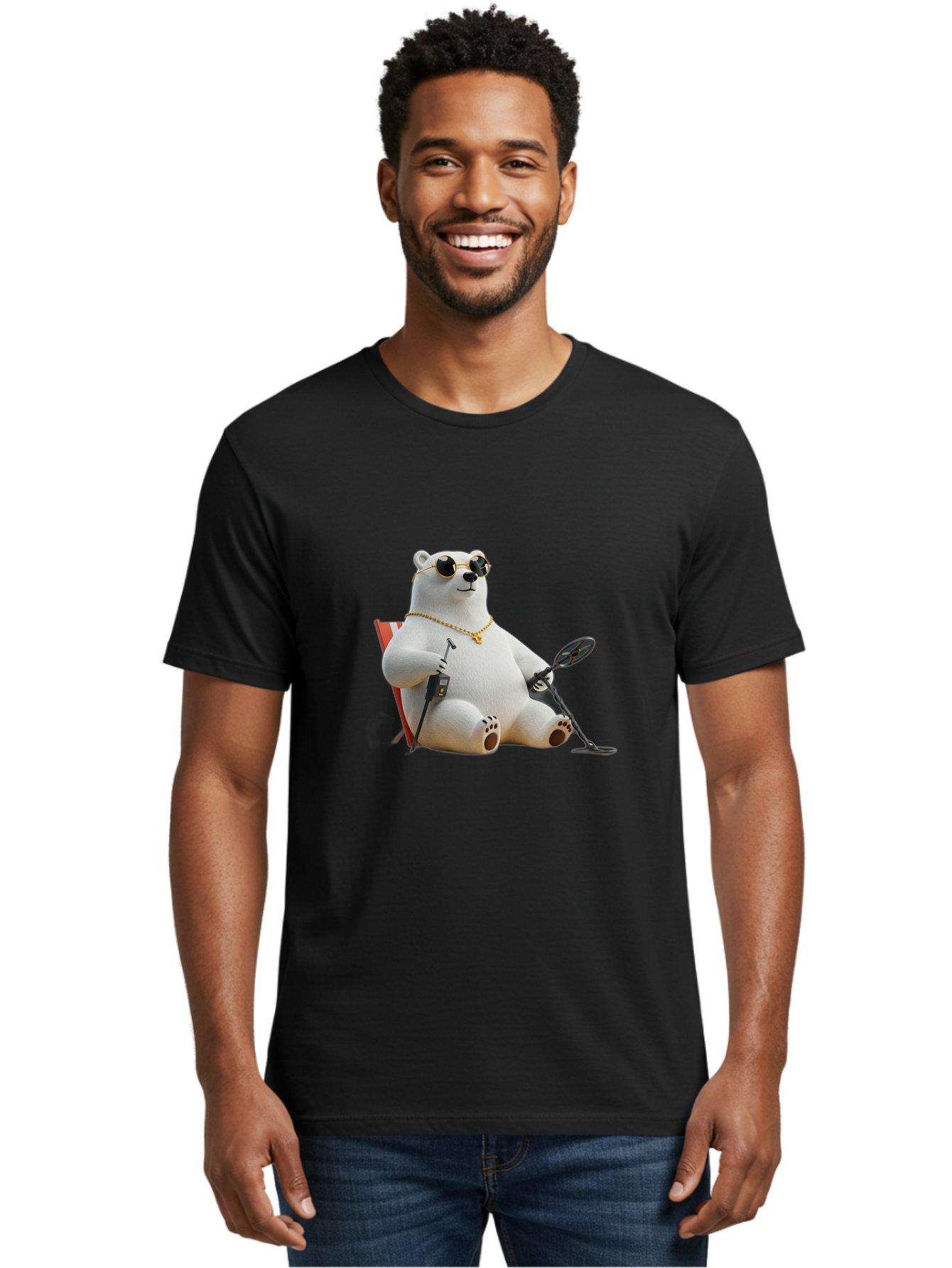 Polar-Bear-With-Sunglasses-And-Golf-Club Men'S Graphic Tee, 100% Cotton, Comfortable Casual Summer Wear, Machine Washable, Vintage Camera, Old Camera, Antique Camera, Black Camera, Classic Photography, Photography Equipment, Nostalgic Device, Baf430
