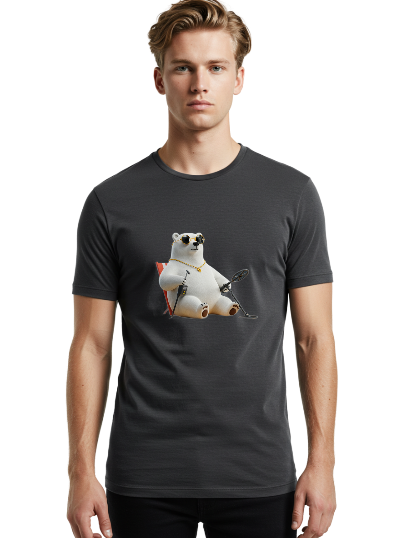 Polar-Bear-With-Sunglasses-And-Golf-Club Men'S Graphic Tee, 100% Cotton, Comfortable Casual Summer Wear, Machine Washable, Vintage Camera, Old Camera, Antique Camera, Black Camera, Classic Photography, Photography Equipment, Nostalgic Device, Baf430