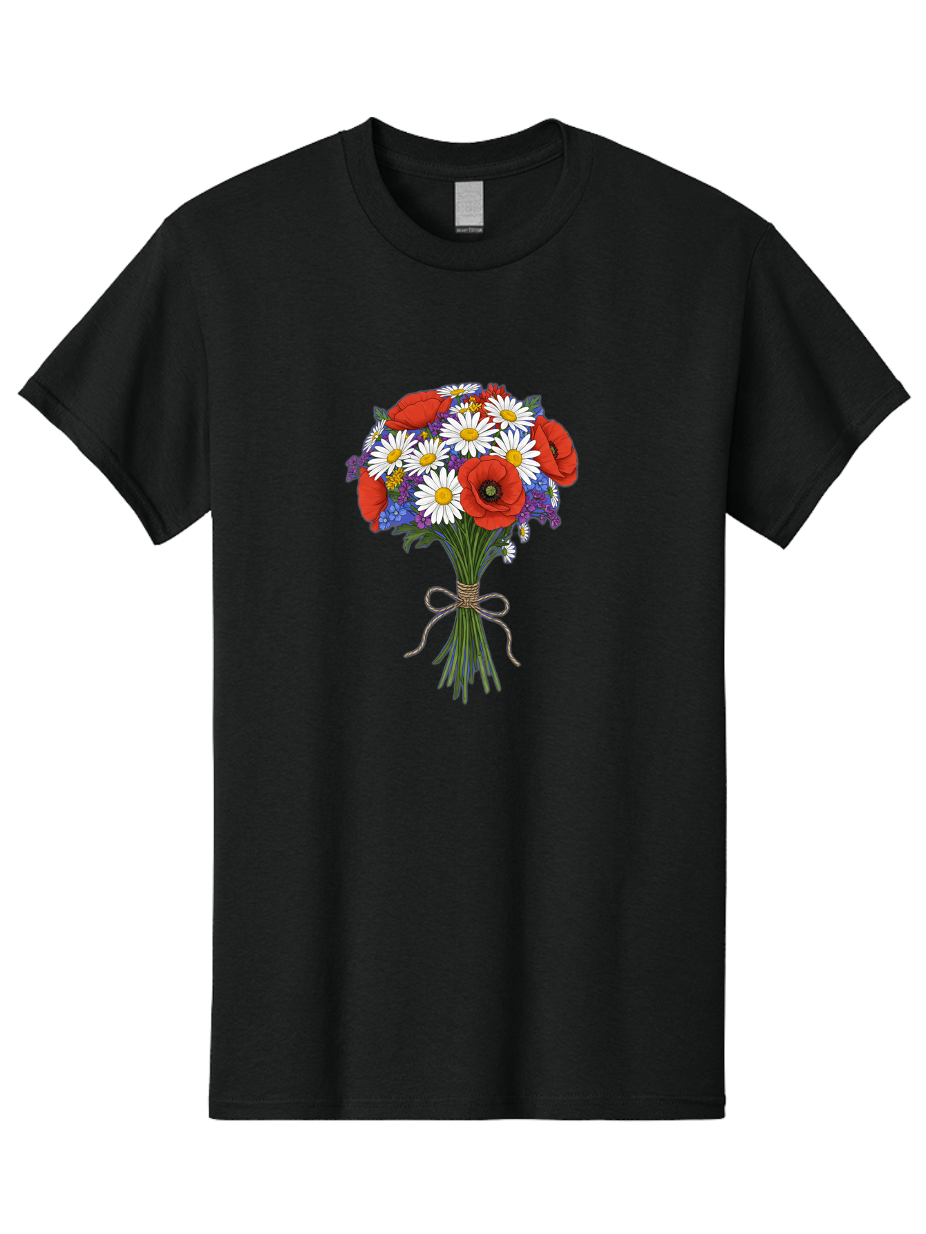 Poppies-Daisies-And-Wildflowers-Bouquet Men'S Graphic Tee, 100% Cotton, Comfortable Casual Summer Wear, Machine Washable, Vintage Camera, Old Camera, Antique Camera, Black Camera, Classic Photography, Photography Equipment, Nostalgic Device, Baf434