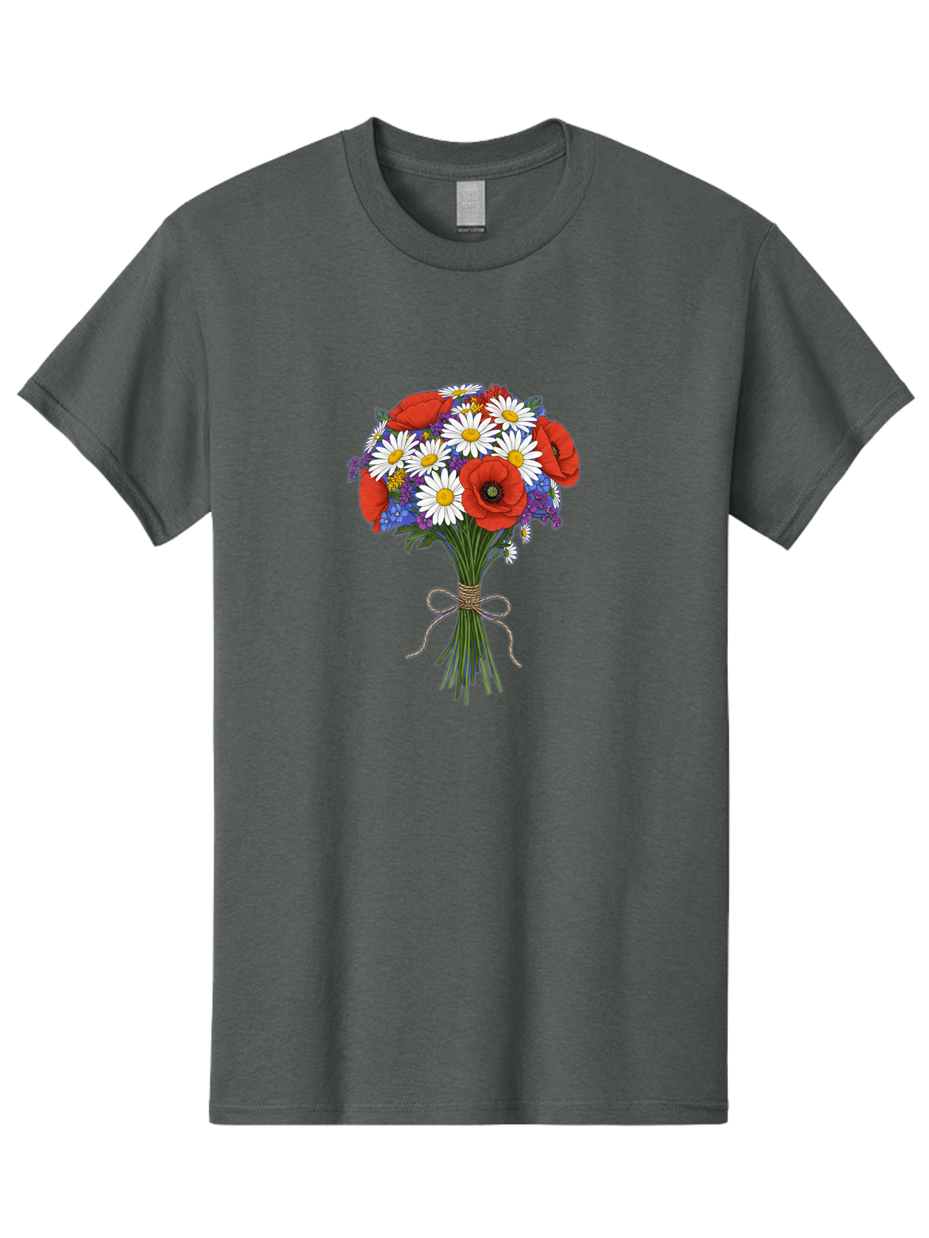 Poppies-Daisies-And-Wildflowers-Bouquet Men'S Graphic Tee, 100% Cotton, Comfortable Casual Summer Wear, Machine Washable, Vintage Camera, Old Camera, Antique Camera, Black Camera, Classic Photography, Photography Equipment, Nostalgic Device, Baf434