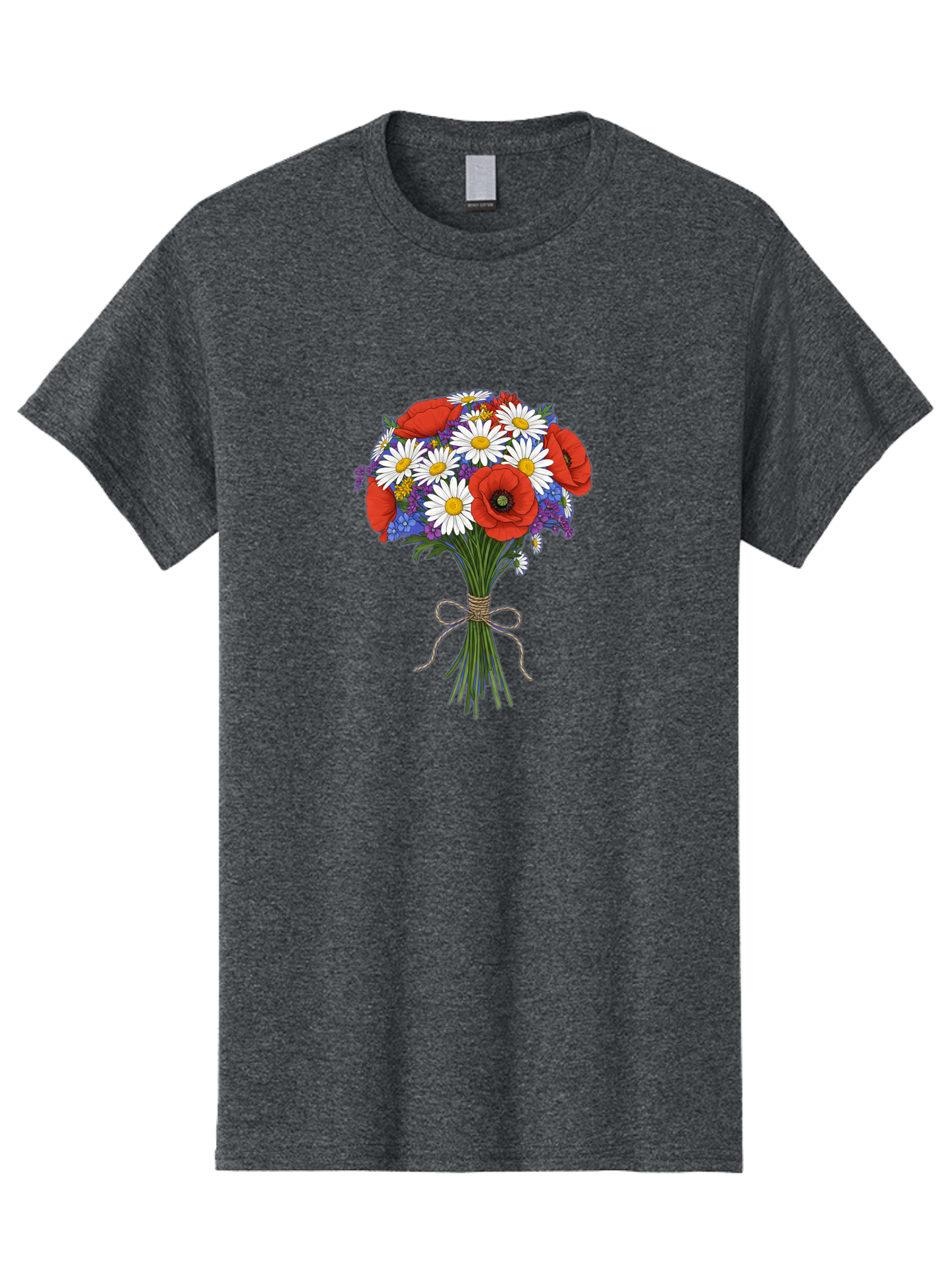 Poppies-Daisies-And-Wildflowers-Bouquet Men'S Graphic Tee, 100% Cotton, Comfortable Casual Summer Wear, Machine Washable, Vintage Camera, Old Camera, Antique Camera, Black Camera, Classic Photography, Photography Equipment, Nostalgic Device, Baf434