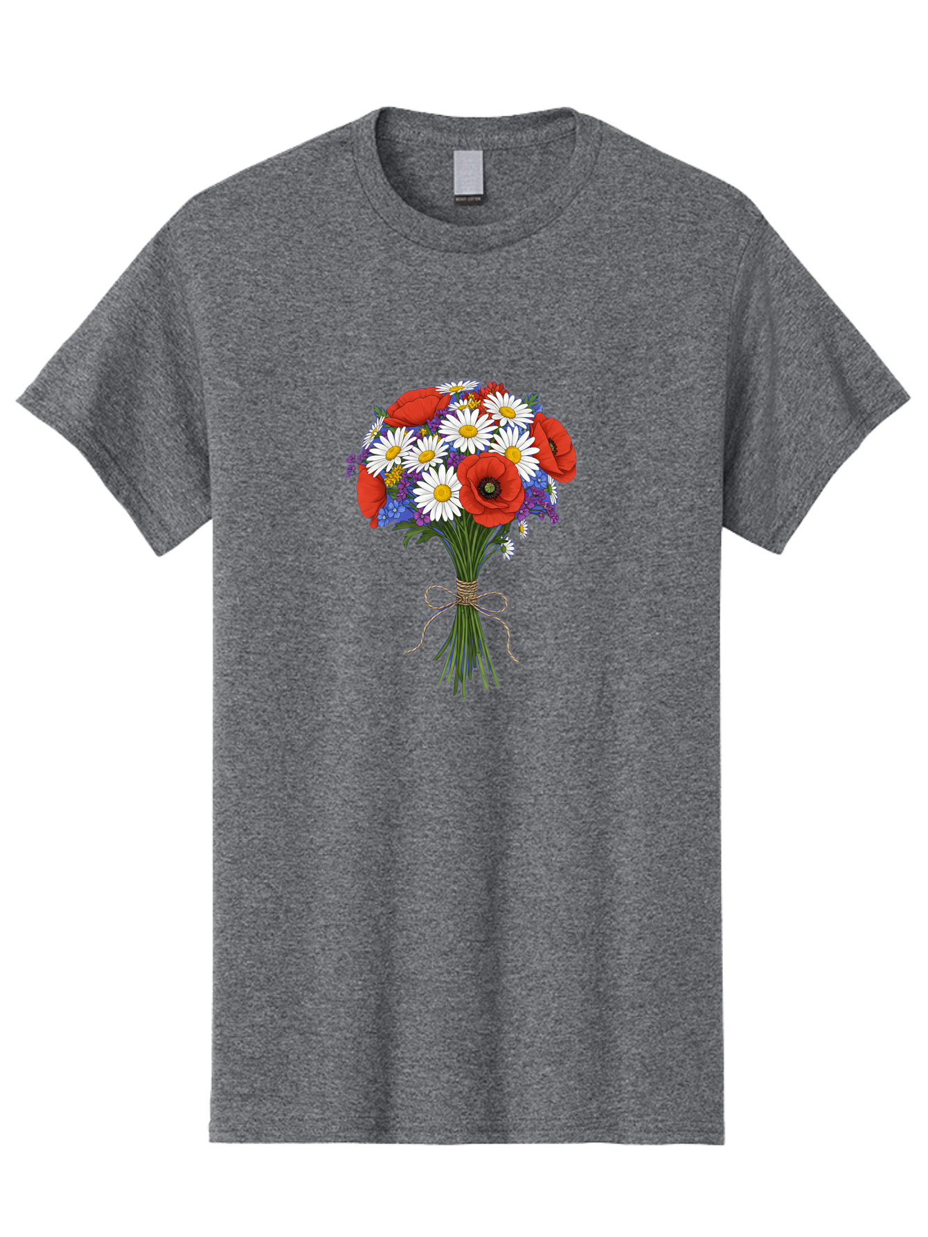 Poppies-Daisies-And-Wildflowers-Bouquet Men'S Graphic Tee, 100% Cotton, Comfortable Casual Summer Wear, Machine Washable, Vintage Camera, Old Camera, Antique Camera, Black Camera, Classic Photography, Photography Equipment, Nostalgic Device, Baf434