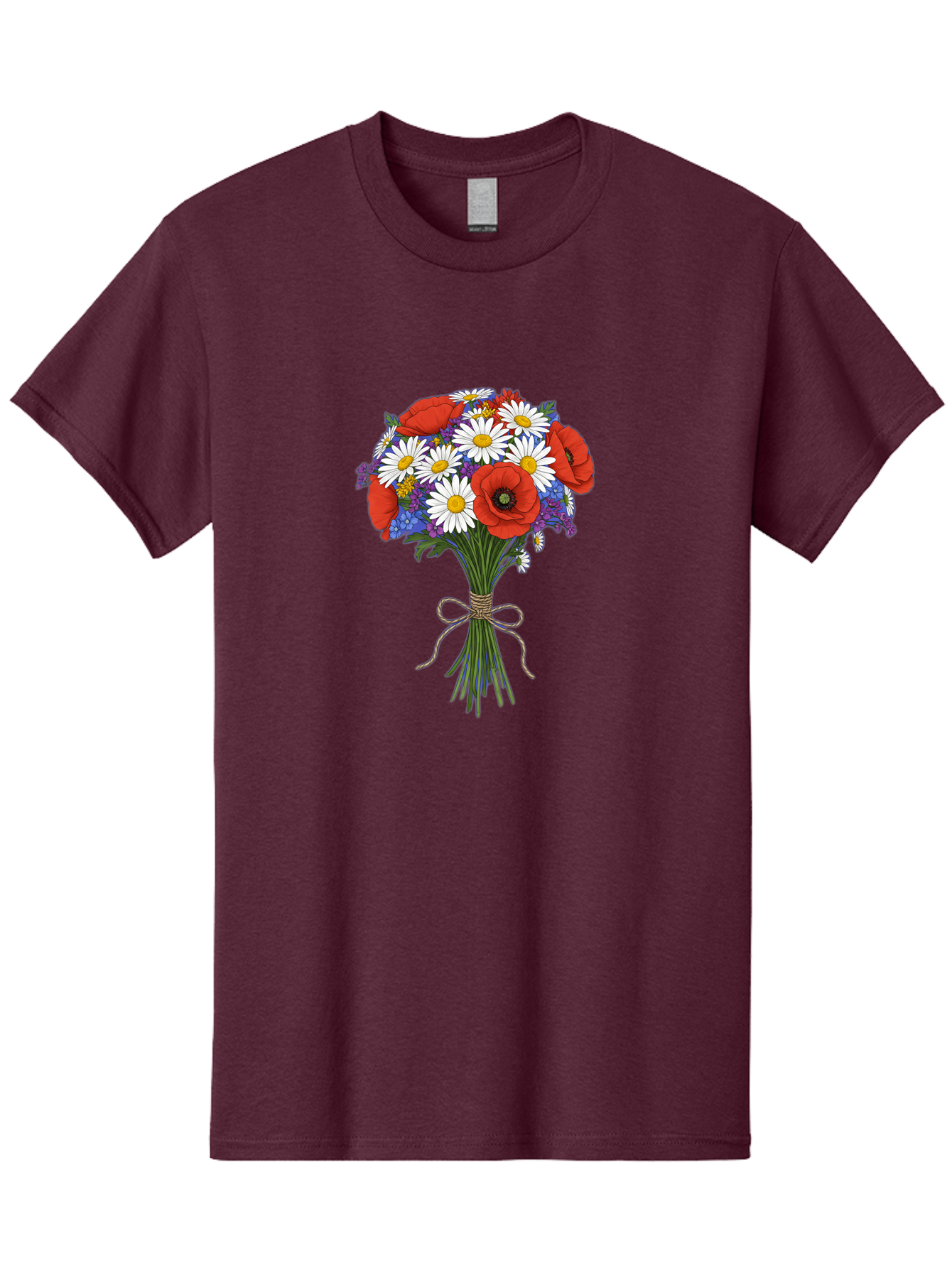 Poppies-Daisies-And-Wildflowers-Bouquet Men'S Graphic Tee, 100% Cotton, Comfortable Casual Summer Wear, Machine Washable, Vintage Camera, Old Camera, Antique Camera, Black Camera, Classic Photography, Photography Equipment, Nostalgic Device, Baf434