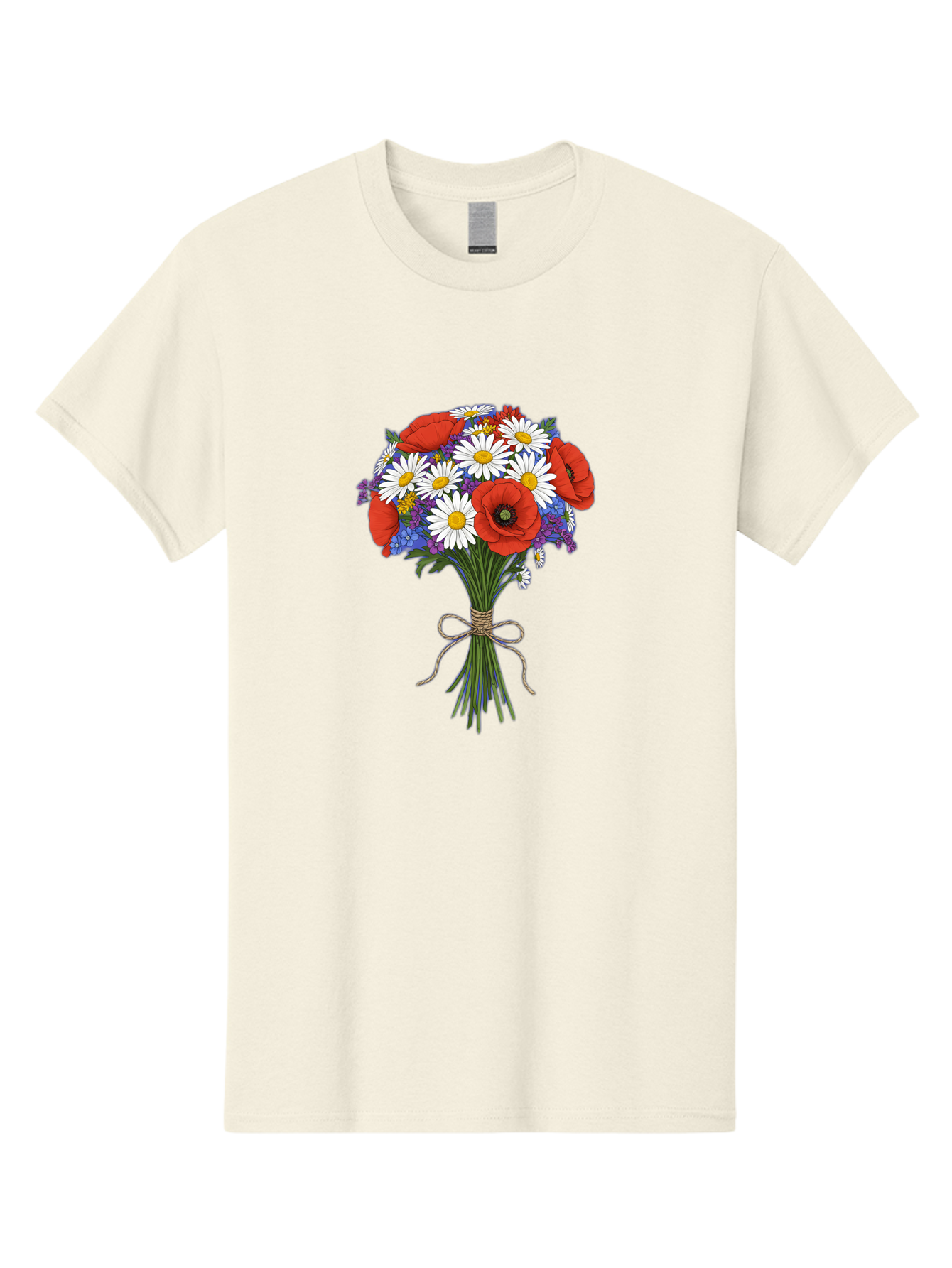 Poppies-Daisies-And-Wildflowers-Bouquet Men'S Graphic Tee, 100% Cotton, Comfortable Casual Summer Wear, Machine Washable, Vintage Camera, Old Camera, Antique Camera, Black Camera, Classic Photography, Photography Equipment, Nostalgic Device, Baf434