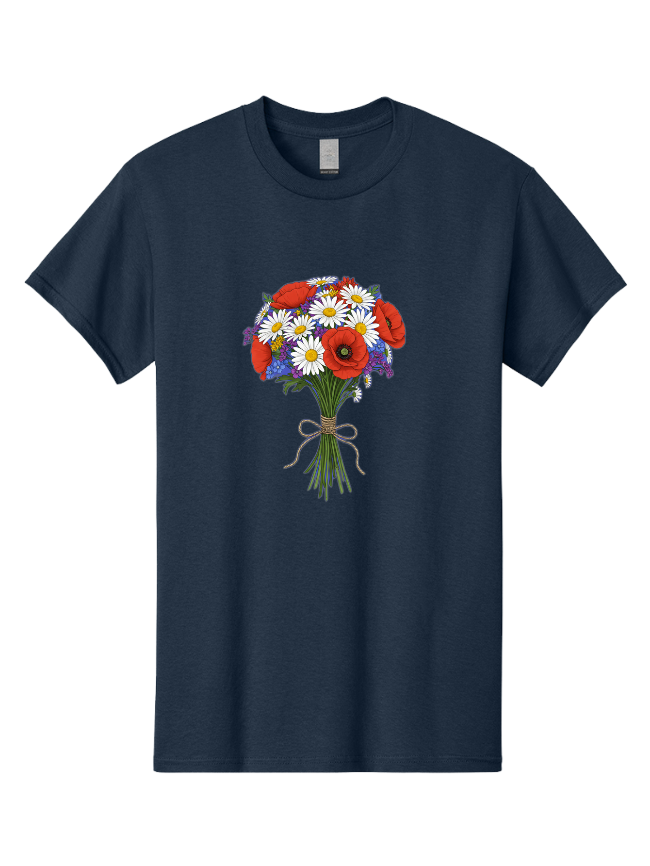 Poppies-Daisies-And-Wildflowers-Bouquet Men'S Graphic Tee, 100% Cotton, Comfortable Casual Summer Wear, Machine Washable, Vintage Camera, Old Camera, Antique Camera, Black Camera, Classic Photography, Photography Equipment, Nostalgic Device, Baf434