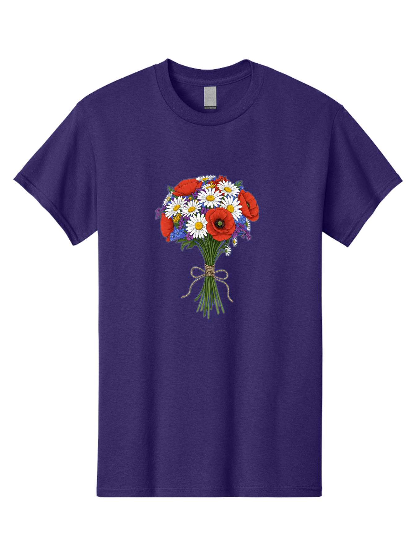Poppies-Daisies-And-Wildflowers-Bouquet Men'S Graphic Tee, 100% Cotton, Comfortable Casual Summer Wear, Machine Washable, Vintage Camera, Old Camera, Antique Camera, Black Camera, Classic Photography, Photography Equipment, Nostalgic Device, Baf434