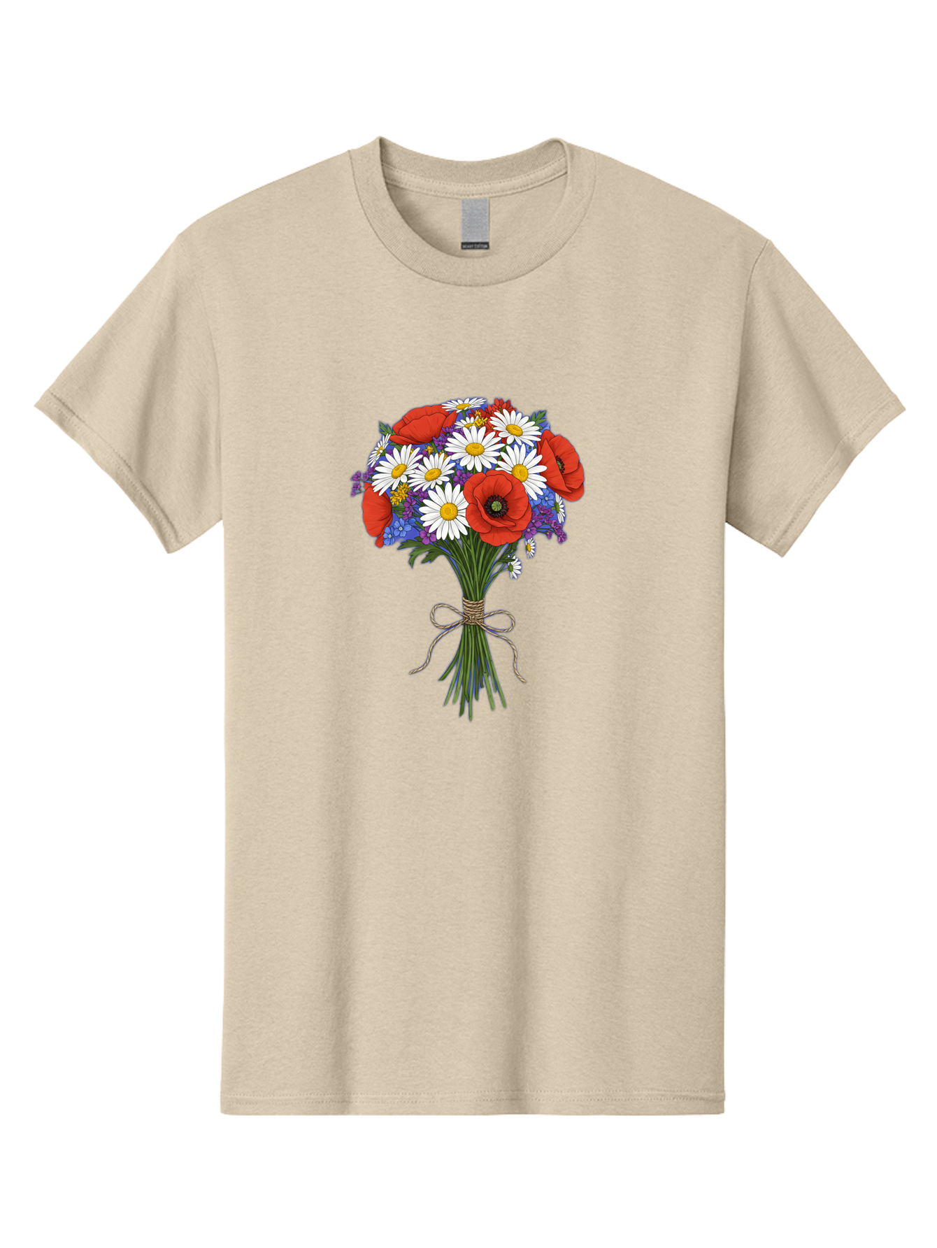 Poppies-Daisies-And-Wildflowers-Bouquet Men'S Graphic Tee, 100% Cotton, Comfortable Casual Summer Wear, Machine Washable, Vintage Camera, Old Camera, Antique Camera, Black Camera, Classic Photography, Photography Equipment, Nostalgic Device, Baf434