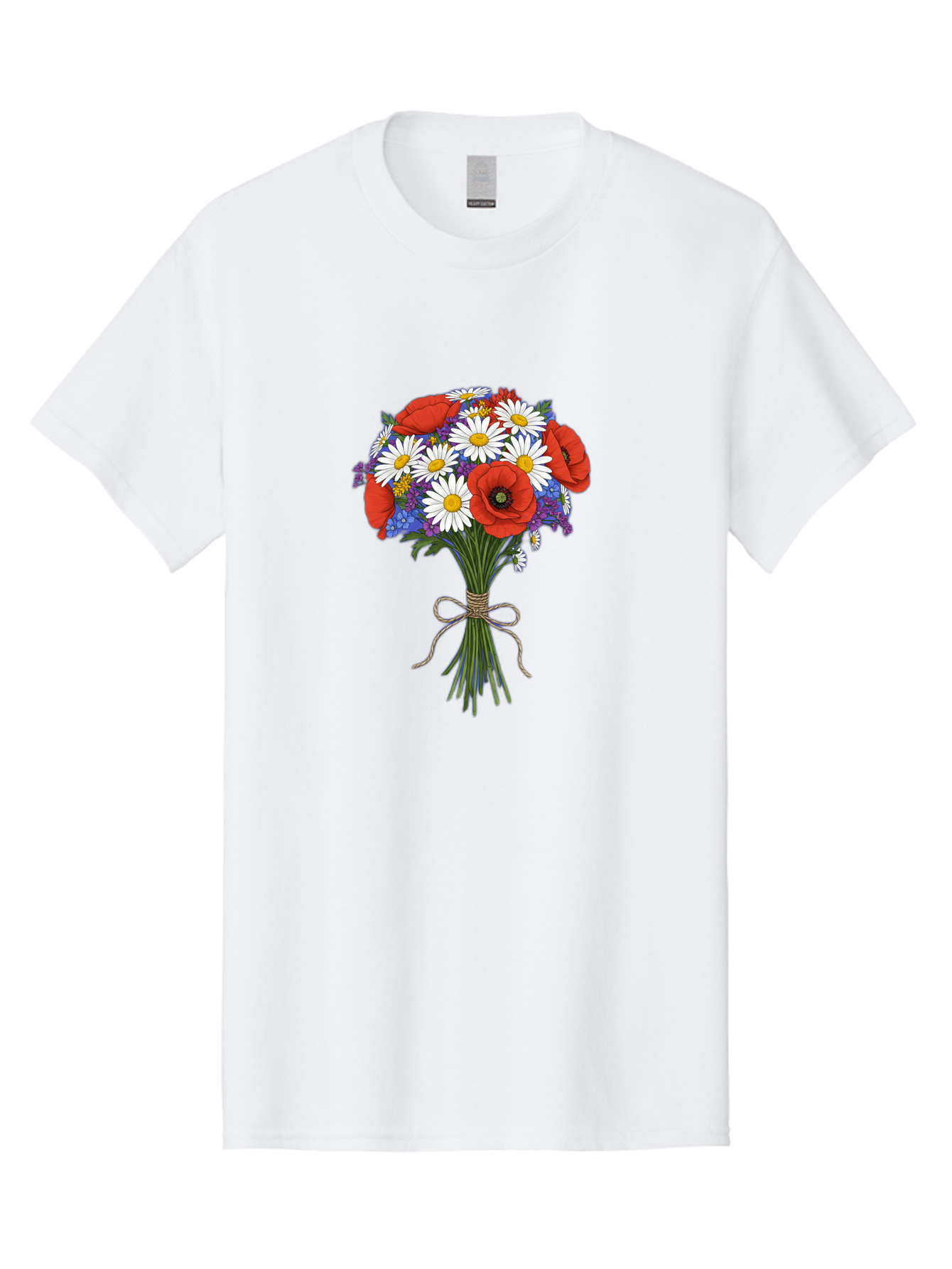 Poppies-Daisies-And-Wildflowers-Bouquet Men'S Graphic Tee, 100% Cotton, Comfortable Casual Summer Wear, Machine Washable, Vintage Camera, Old Camera, Antique Camera, Black Camera, Classic Photography, Photography Equipment, Nostalgic Device, Baf434