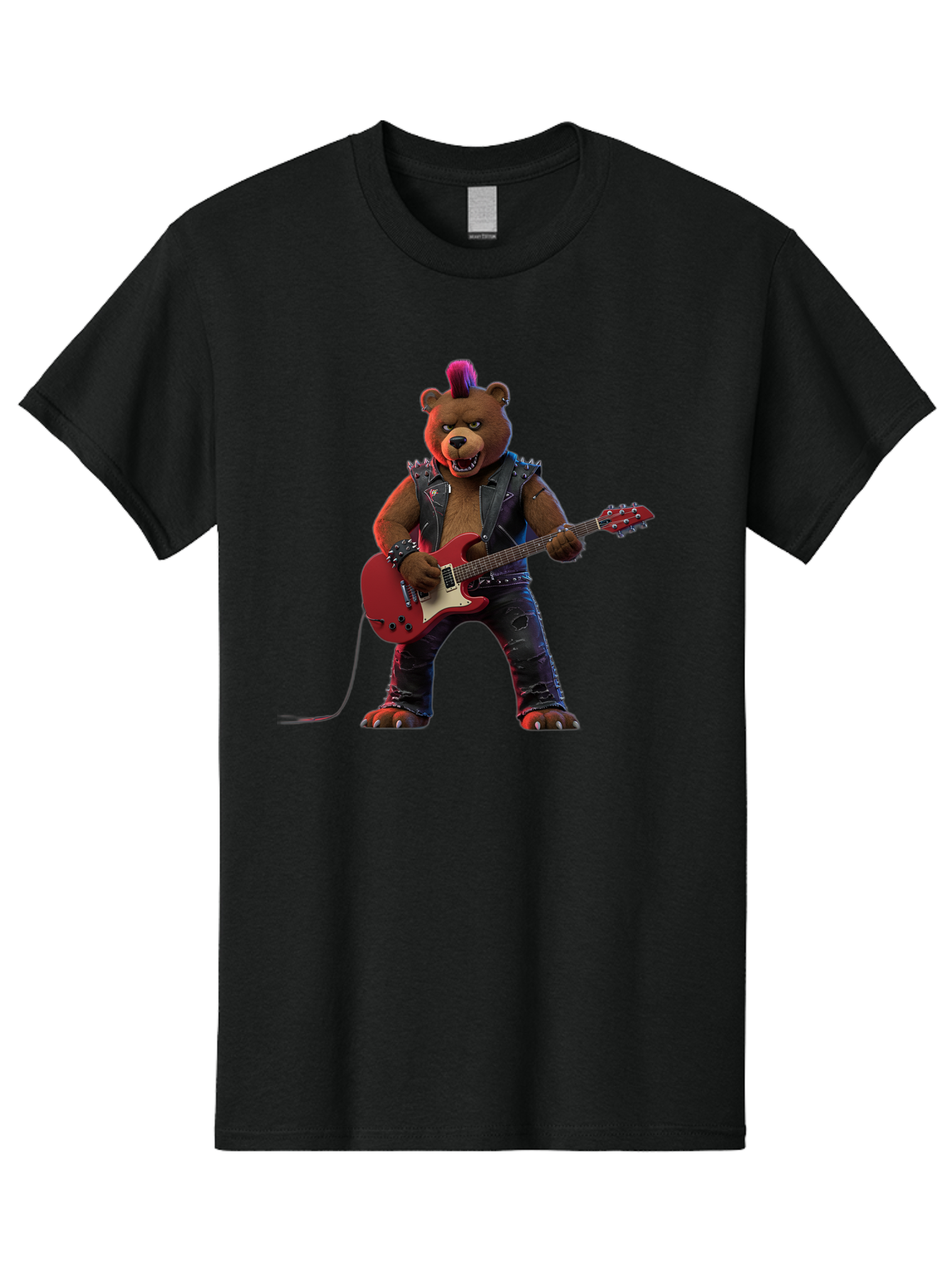Punk-Bear-With-Guitar Men'S Graphic Tee, 100% Cotton, Comfortable Casual Summer Wear, Machine Washable, Vintage Camera, Old Camera, Antique Camera, Black Camera, Classic Photography, Photography Equipment, Nostalgic Device, Film Camera, Baf440