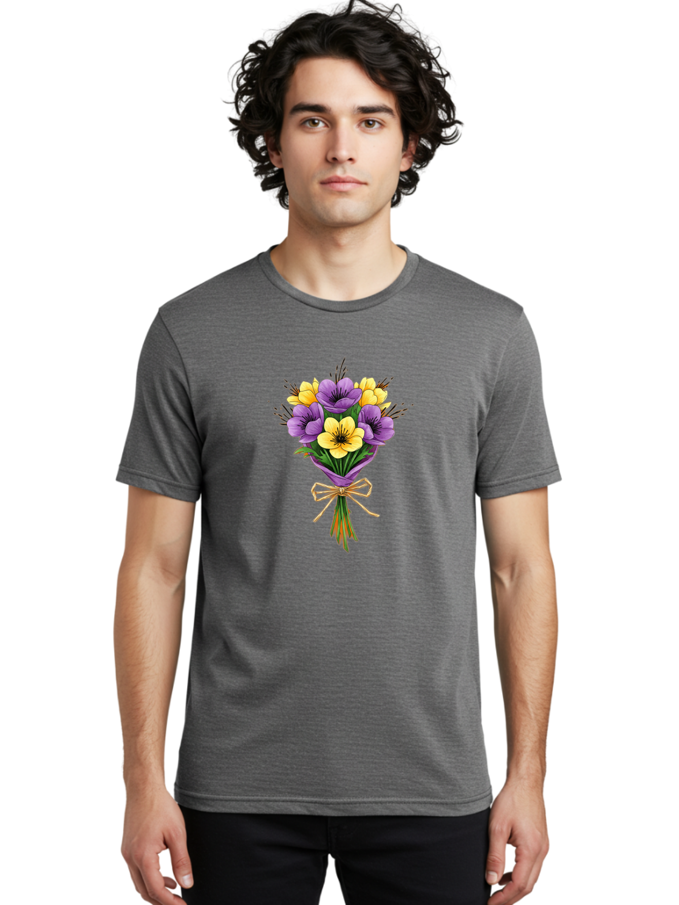 Purple-And-Yellow-Flowers Men'S Graphic Tee, 100% Cotton, Comfortable Casual Summer Wear, Machine Washable, Vintage Camera, Old Camera, Antique Camera, Black Camera, Classic Photography, Photography Equipment, Nostalgic Device, Film Camera, Baf444
