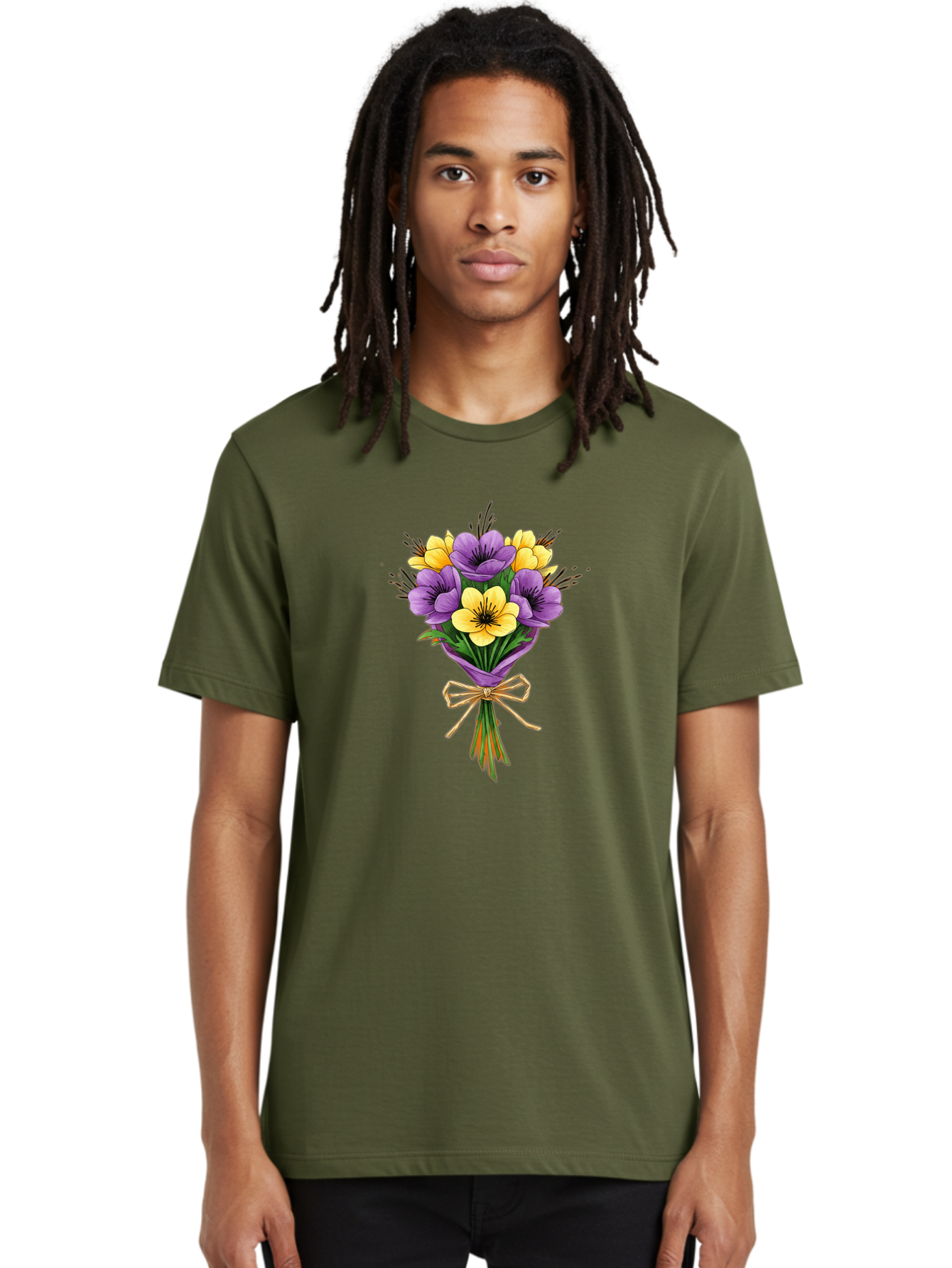 Purple-And-Yellow-Flowers Men'S Graphic Tee, 100% Cotton, Comfortable Casual Summer Wear, Machine Washable, Vintage Camera, Old Camera, Antique Camera, Black Camera, Classic Photography, Photography Equipment, Nostalgic Device, Film Camera, Baf444