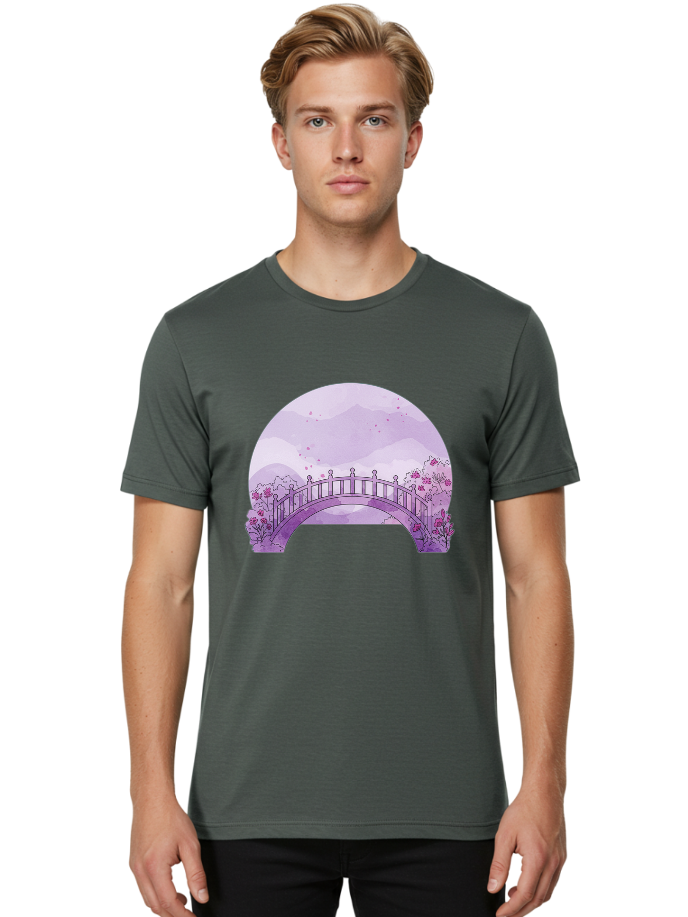 Purple-Bridge-1 Men'S Graphic Tee, 100% Cotton, Comfortable Casual Summer Wear, Machine Washable, Vintage Camera, Old Camera, Antique Camera, Black Camera, Classic Photography, Photography Equipment, Nostalgic Device, Film Camera, Camera Art Baf445