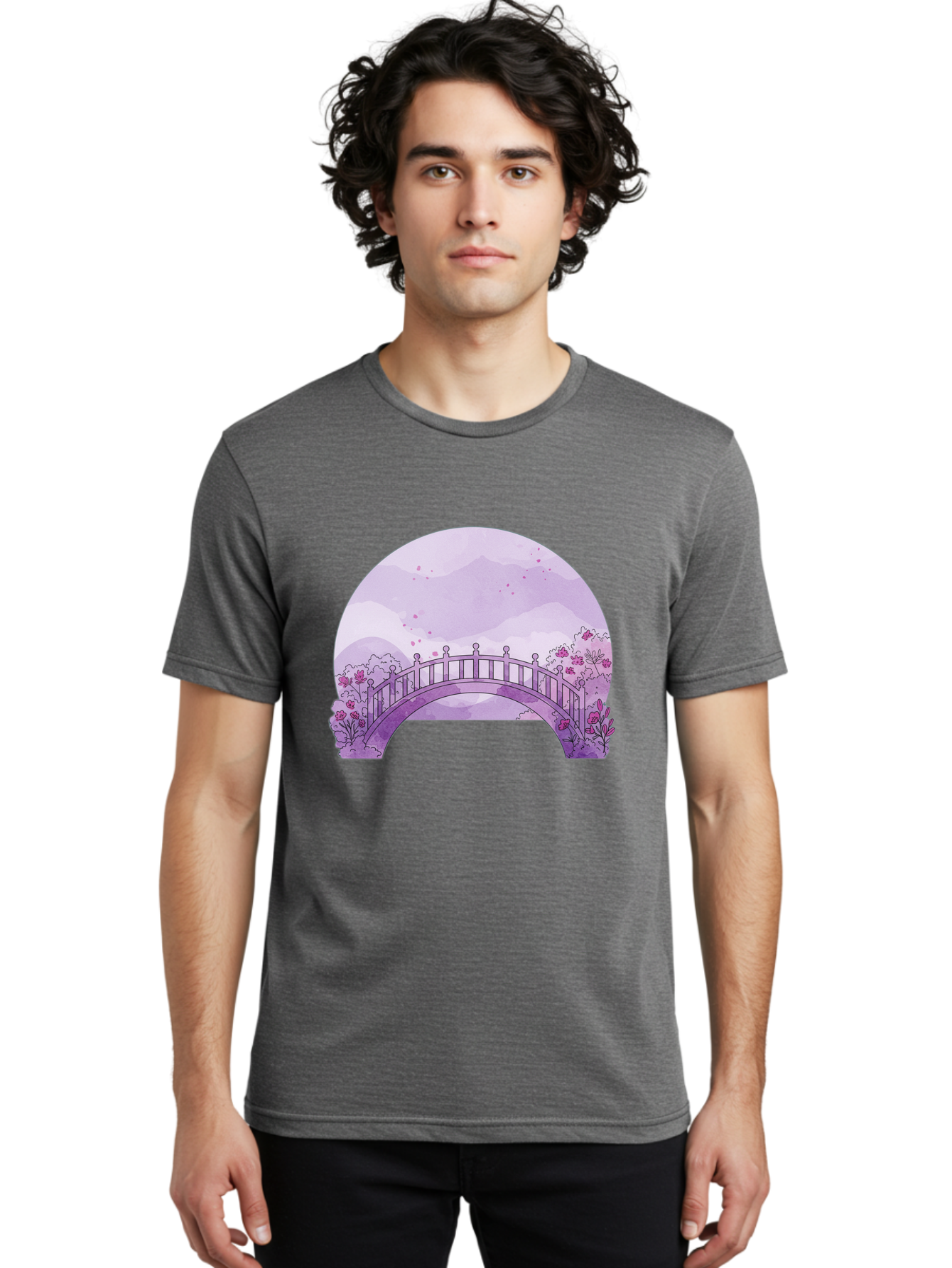 Purple-Bridge-1 Men'S Graphic Tee, 100% Cotton, Comfortable Casual Summer Wear, Machine Washable, Vintage Camera, Old Camera, Antique Camera, Black Camera, Classic Photography, Photography Equipment, Nostalgic Device, Film Camera, Camera Art Baf445