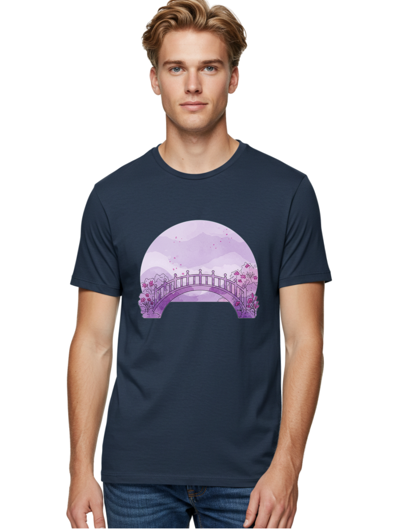 Purple-Bridge-1 Men'S Graphic Tee, 100% Cotton, Comfortable Casual Summer Wear, Machine Washable, Vintage Camera, Old Camera, Antique Camera, Black Camera, Classic Photography, Photography Equipment, Nostalgic Device, Film Camera, Camera Art Baf445