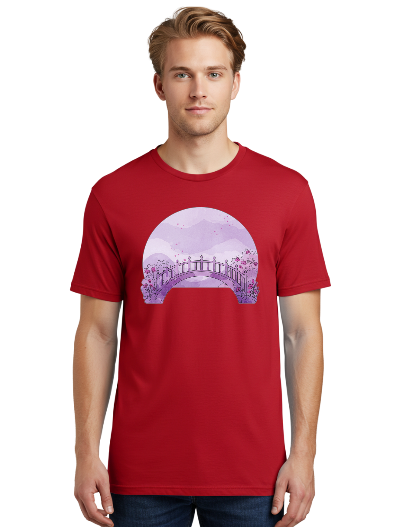 Purple-Bridge-1 Men'S Graphic Tee, 100% Cotton, Comfortable Casual Summer Wear, Machine Washable, Vintage Camera, Old Camera, Antique Camera, Black Camera, Classic Photography, Photography Equipment, Nostalgic Device, Film Camera, Camera Art Baf445