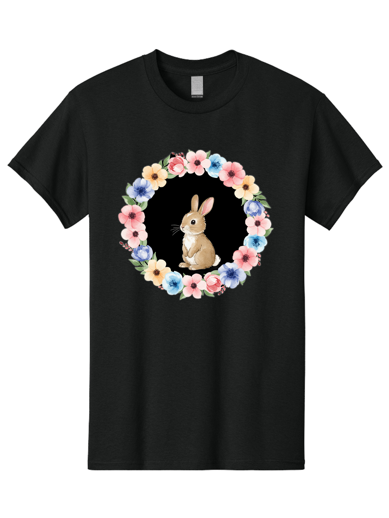 Rabbit-In-Floral-Circle Men'S Graphic Tee, 100% Cotton, Comfortable Casual Summer Wear, Machine Washable, Vintage Camera, Old Camera, Antique Camera, Black Camera, Classic Photography, Photography Equipment, Nostalgic Device, Film Camera, Baf448