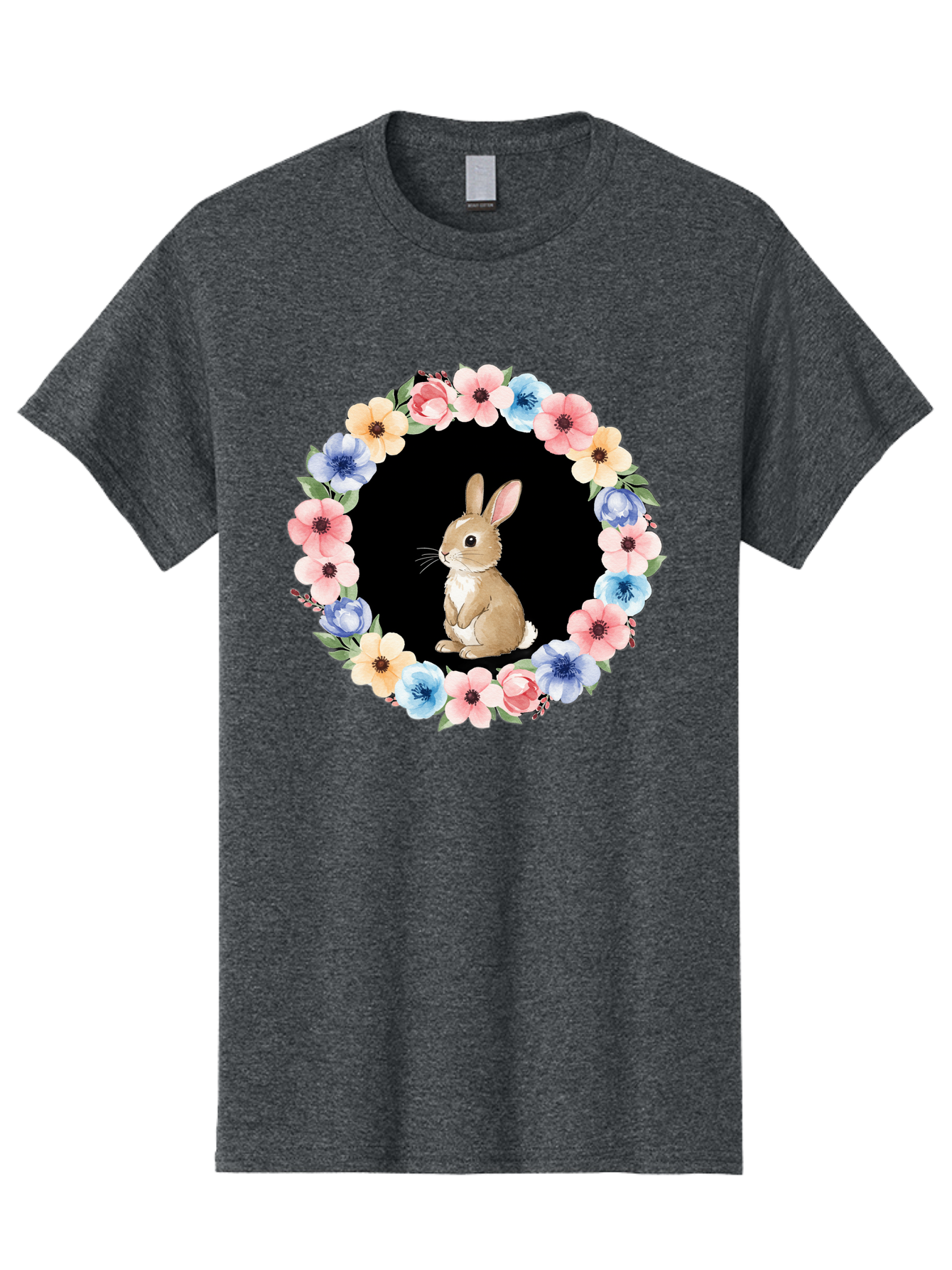 Rabbit-In-Floral-Circle Men'S Graphic Tee, 100% Cotton, Comfortable Casual Summer Wear, Machine Washable, Vintage Camera, Old Camera, Antique Camera, Black Camera, Classic Photography, Photography Equipment, Nostalgic Device, Film Camera, Baf448