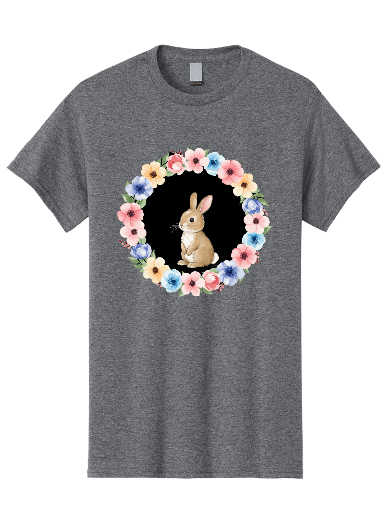 Rabbit-In-Floral-Circle Men'S Graphic Tee, 100% Cotton, Comfortable Casual Summer Wear, Machine Washable, Vintage Camera, Old Camera, Antique Camera, Black Camera, Classic Photography, Photography Equipment, Nostalgic Device, Film Camera, Baf448
