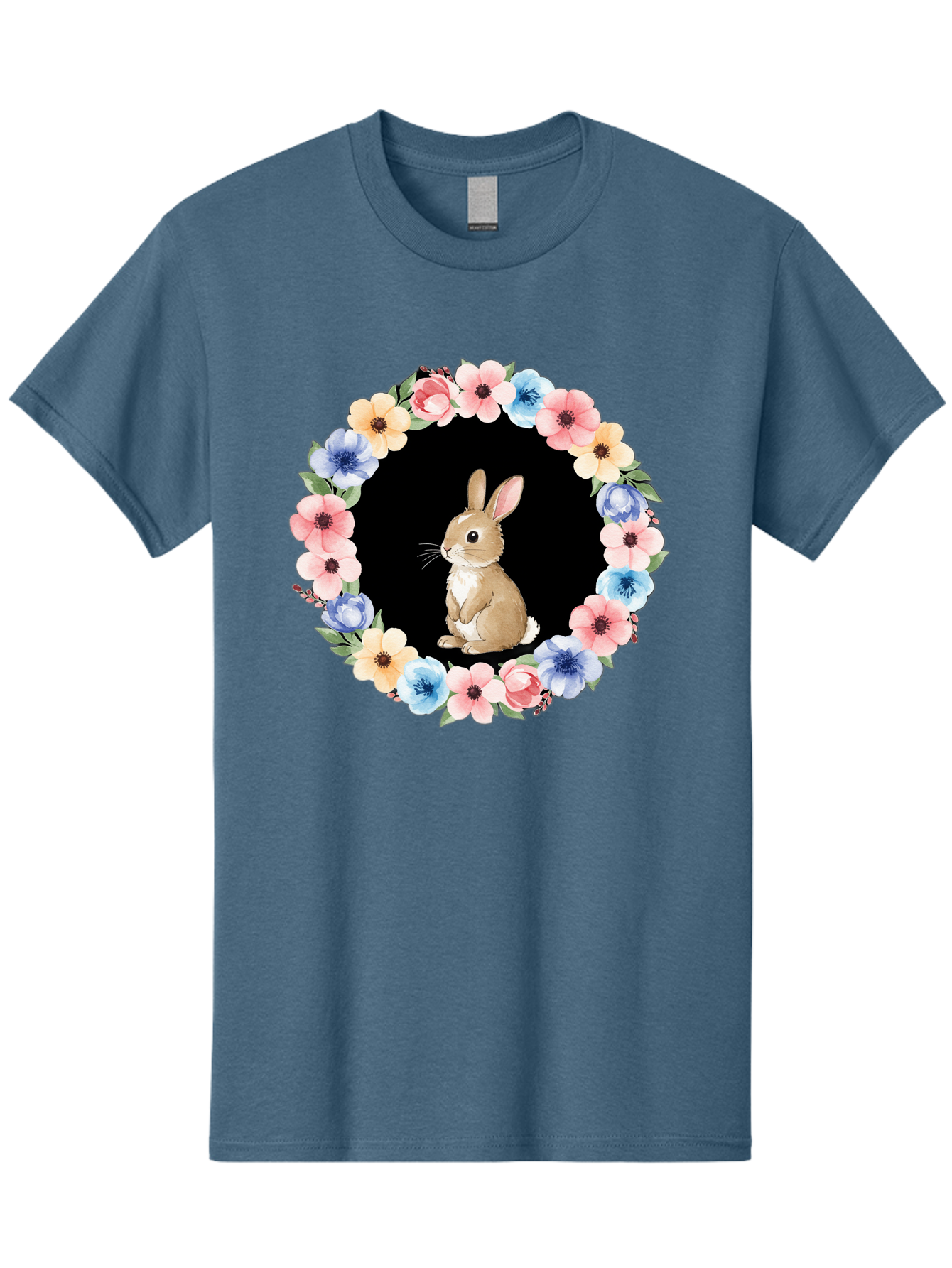 Rabbit-In-Floral-Circle Men'S Graphic Tee, 100% Cotton, Comfortable Casual Summer Wear, Machine Washable, Vintage Camera, Old Camera, Antique Camera, Black Camera, Classic Photography, Photography Equipment, Nostalgic Device, Film Camera, Baf448