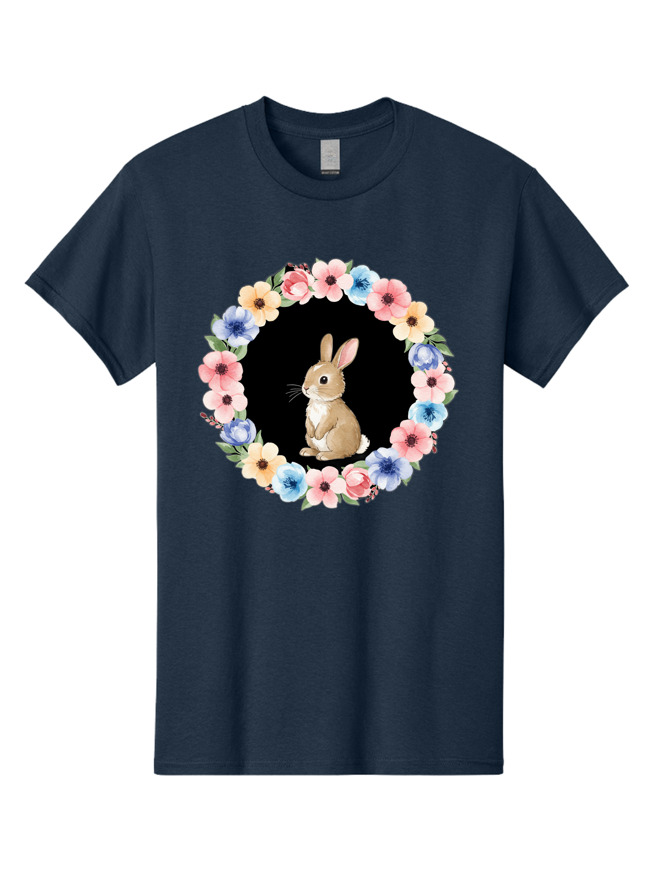 Rabbit-In-Floral-Circle Men'S Graphic Tee, 100% Cotton, Comfortable Casual Summer Wear, Machine Washable, Vintage Camera, Old Camera, Antique Camera, Black Camera, Classic Photography, Photography Equipment, Nostalgic Device, Film Camera, Baf448