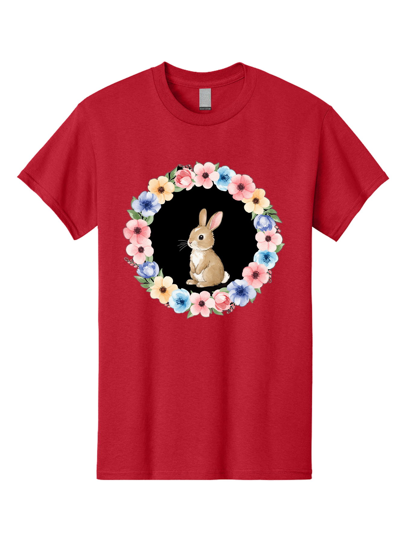 Rabbit-In-Floral-Circle Men'S Graphic Tee, 100% Cotton, Comfortable Casual Summer Wear, Machine Washable, Vintage Camera, Old Camera, Antique Camera, Black Camera, Classic Photography, Photography Equipment, Nostalgic Device, Film Camera, Baf448