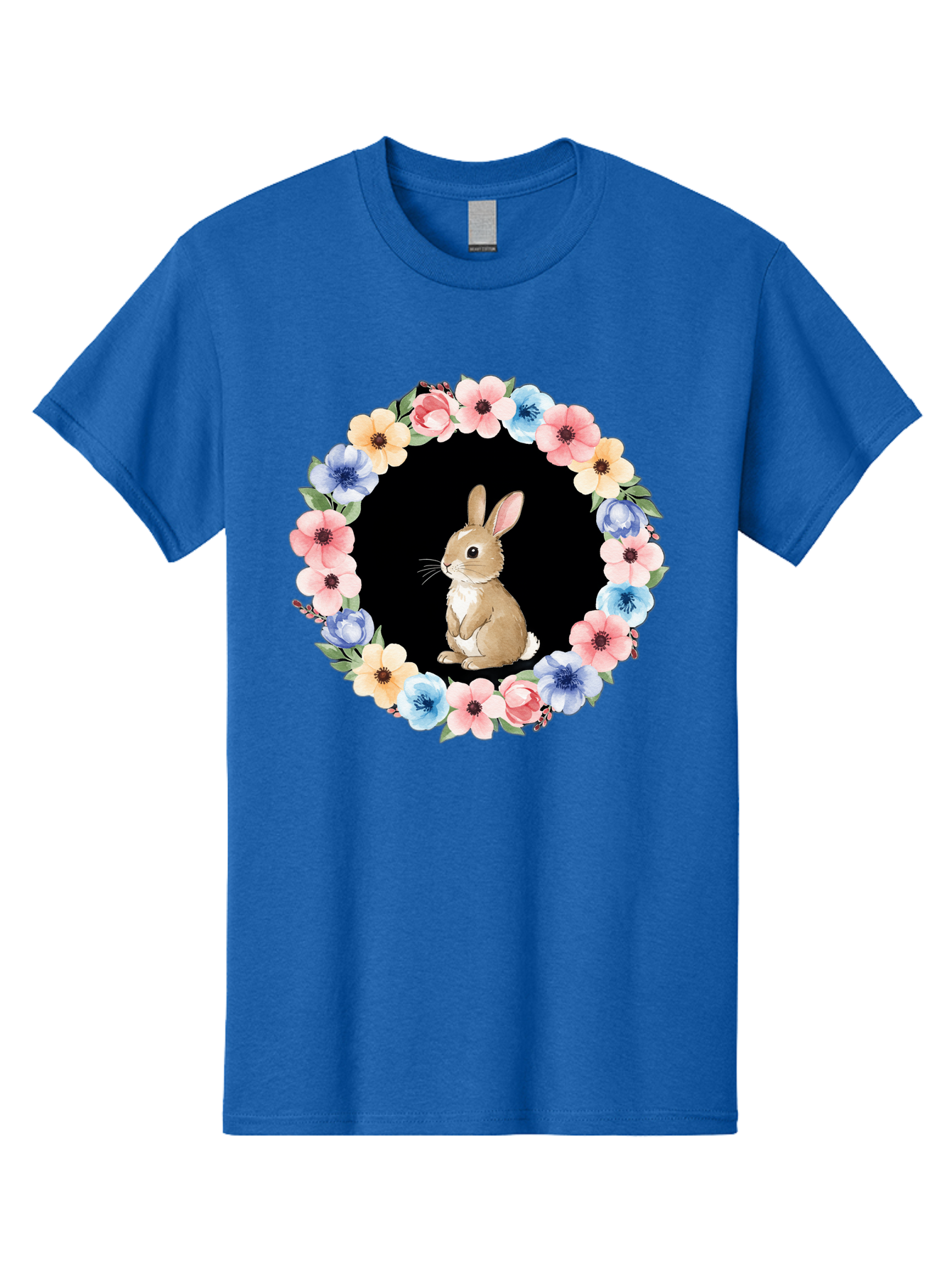 Rabbit-In-Floral-Circle Men'S Graphic Tee, 100% Cotton, Comfortable Casual Summer Wear, Machine Washable, Vintage Camera, Old Camera, Antique Camera, Black Camera, Classic Photography, Photography Equipment, Nostalgic Device, Film Camera, Baf448