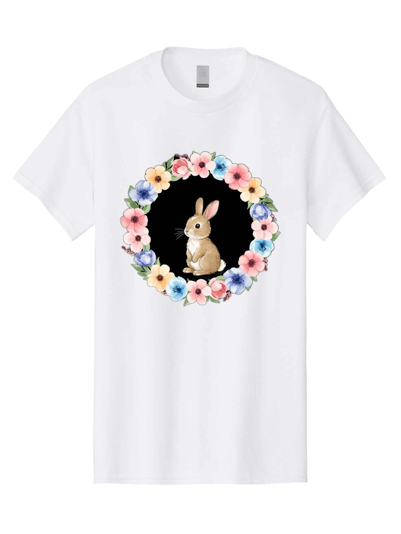 Rabbit-In-Floral-Circle Men'S Graphic Tee, 100% Cotton, Comfortable Casual Summer Wear, Machine Washable, Vintage Camera, Old Camera, Antique Camera, Black Camera, Classic Photography, Photography Equipment, Nostalgic Device, Film Camera, Baf448