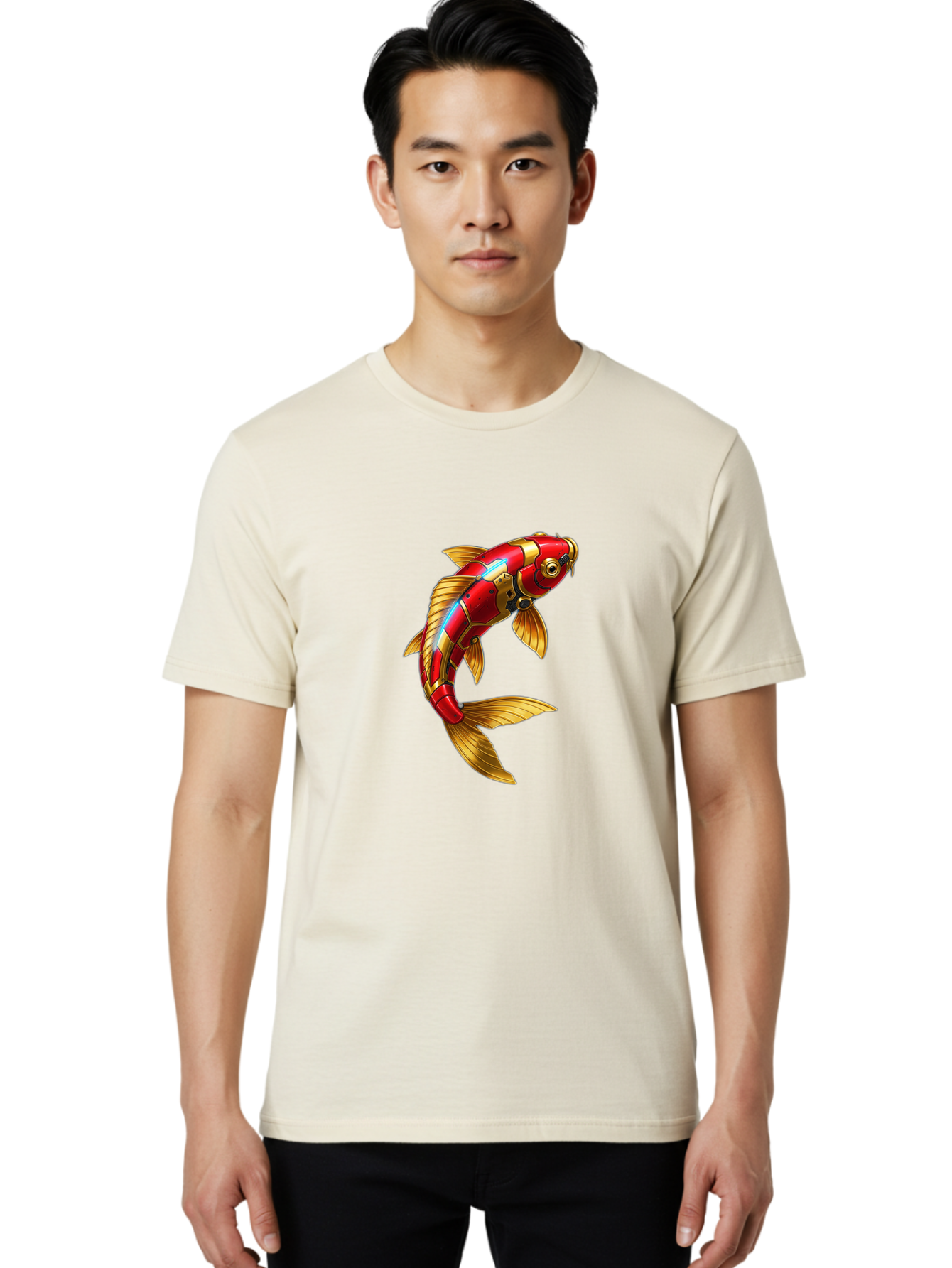 Red-Koi-Fish-Robot Men'S Graphic Tee, 100% Cotton, Comfortable Casual Summer Wear, Machine Washable, Vintage Camera, Old Camera, Antique Camera, Black Camera, Classic Photography, Photography Equipment, Nostalgic Device, Film Camera, Baf456