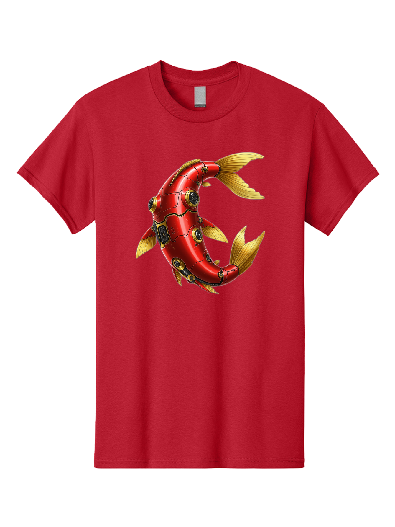 Red-Mechanical-Fish-1 Men'S Graphic Tee, 100% Cotton, Comfortable Casual Summer Wear, Machine Washable, Vintage Camera, Old Camera, Antique Camera, Black Camera, Classic Photography, Photography Equipment, Nostalgic Device, Film Camera, Baf457