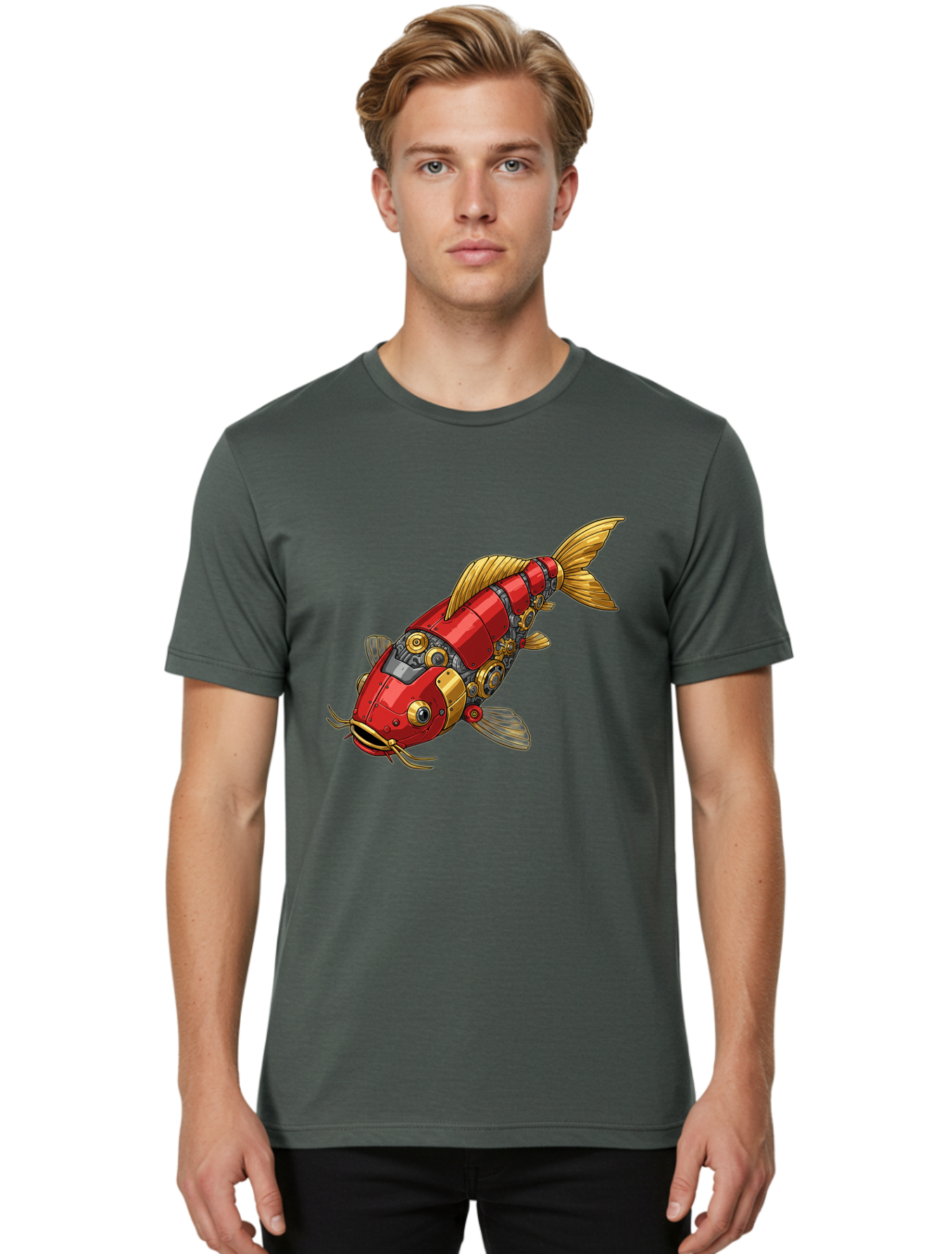 Red-Mechanical-Fish Men'S Graphic Tee, 100% Cotton, Comfortable Casual Summer Wear, Machine Washable, Vintage Camera, Old Camera, Antique Camera, Black Camera, Classic Photography, Photography Equipment, Nostalgic Device, Film Camera, Baf458