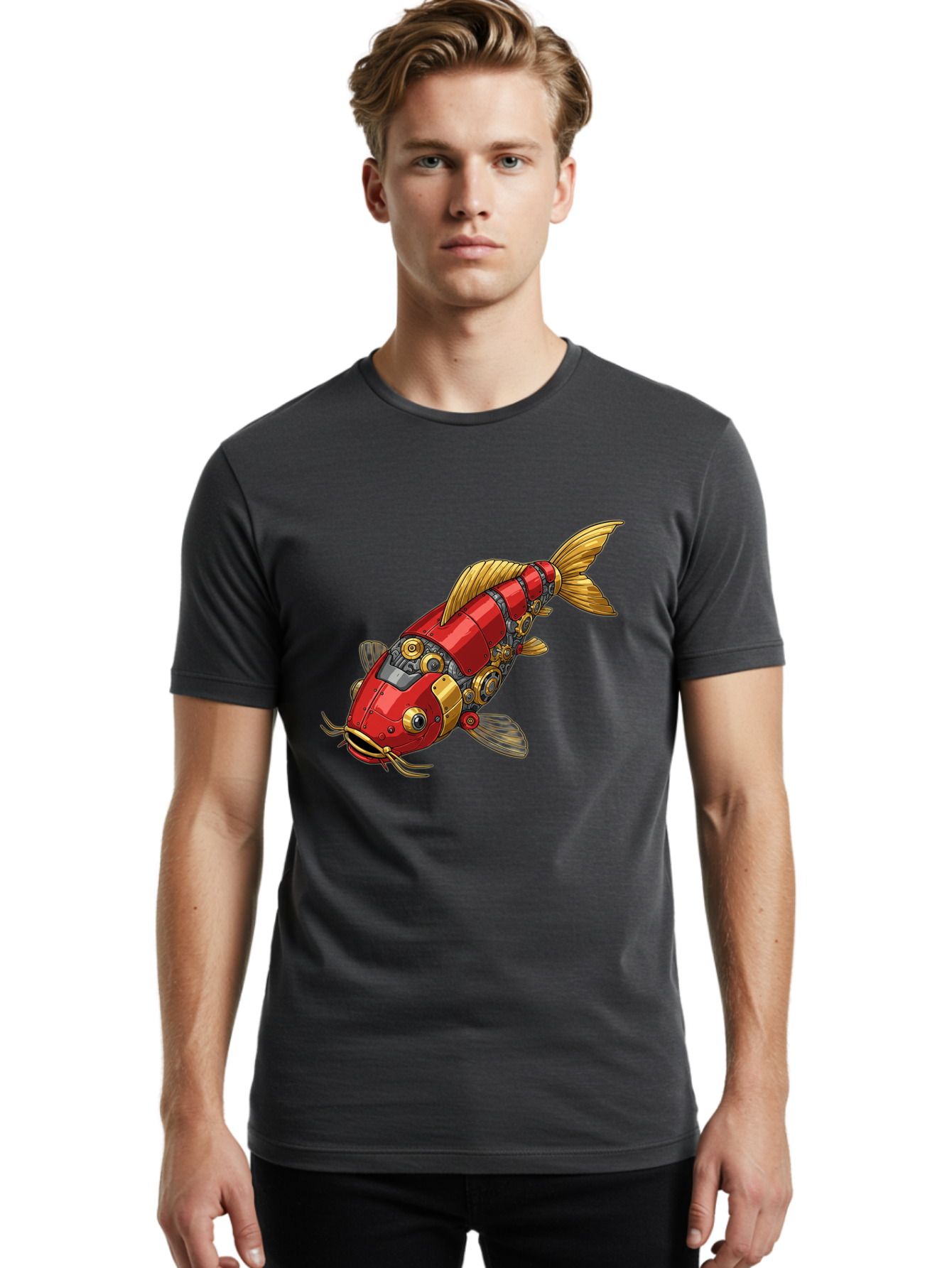 Red-Mechanical-Fish Men'S Graphic Tee, 100% Cotton, Comfortable Casual Summer Wear, Machine Washable, Vintage Camera, Old Camera, Antique Camera, Black Camera, Classic Photography, Photography Equipment, Nostalgic Device, Film Camera, Baf458