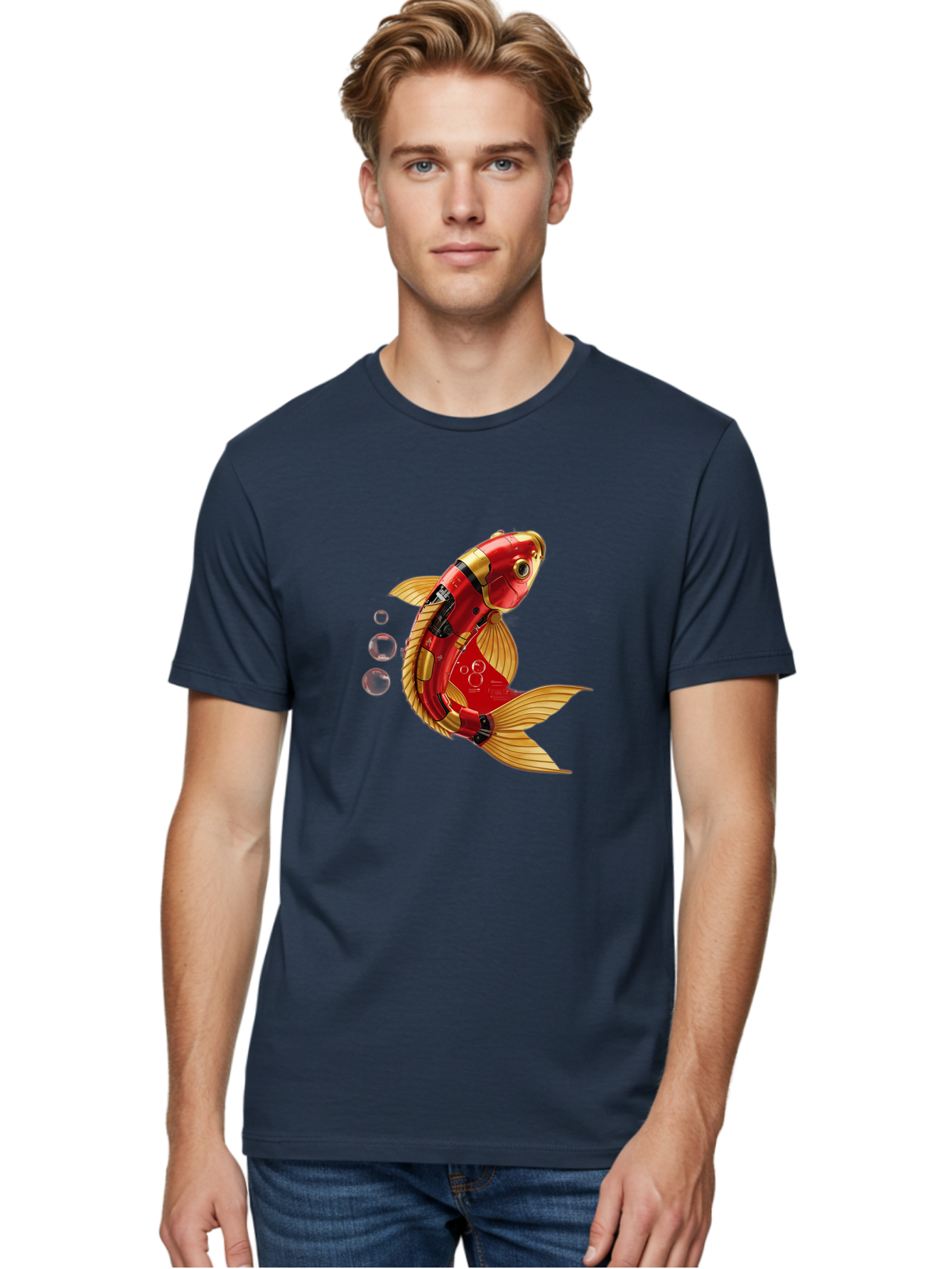 Red-Mechanical-Goldfish Men'S Graphic Tee, 100% Cotton, Comfortable Casual Summer Wear, Machine Washable, Vintage Camera, Old Camera, Antique Camera, Black Camera, Classic Photography, Photography Equipment, Nostalgic Device, Film Camera, Baf459