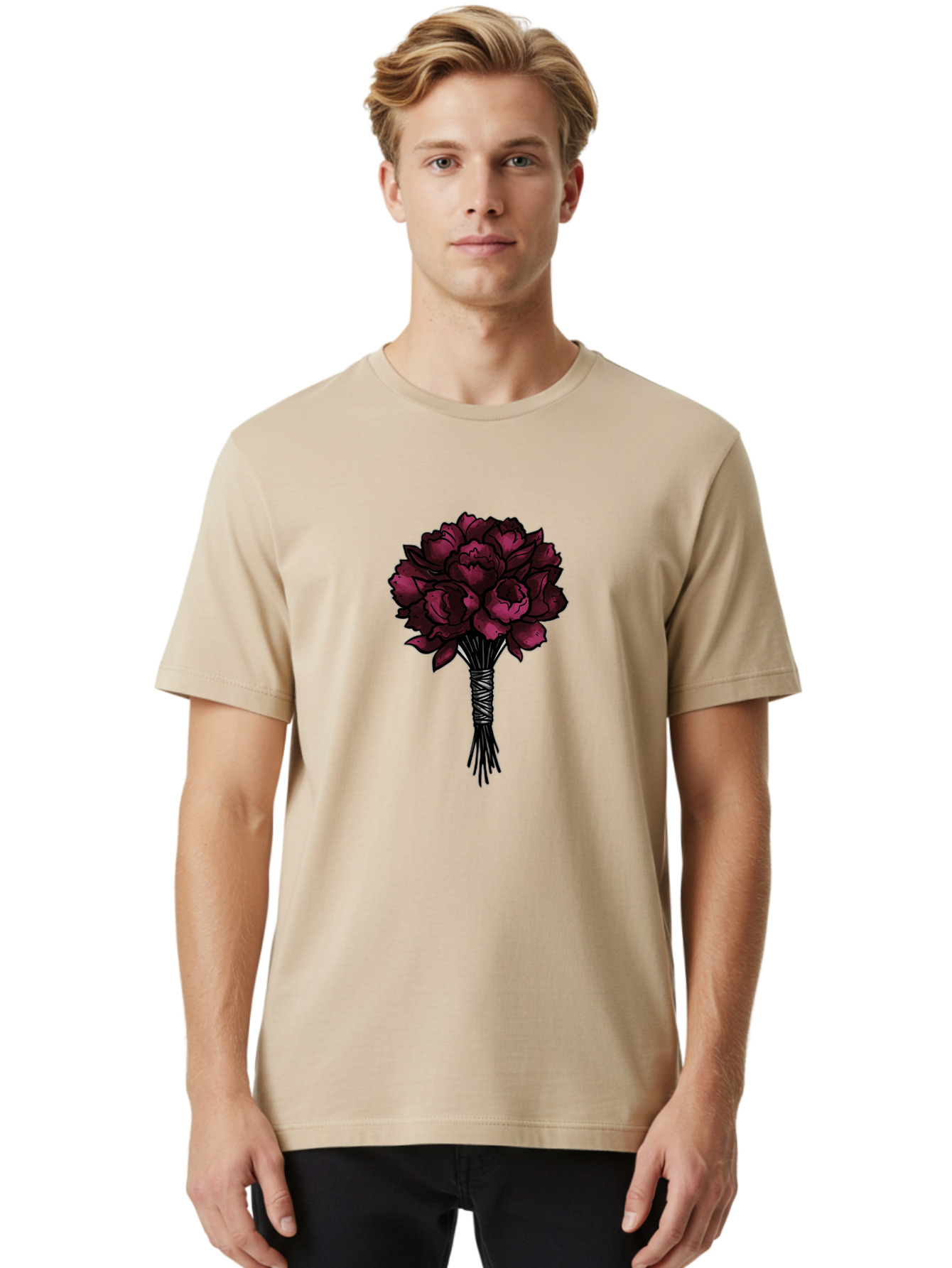 Red-Roses-Bouquet Men'S Graphic Tee, 100% Cotton, Comfortable Casual Summer Wear, Machine Washable, Vintage Camera, Old Camera, Antique Camera, Black Camera, Classic Photography, Photography Equipment, Nostalgic Device, Film Camera, Camera Art Baf460