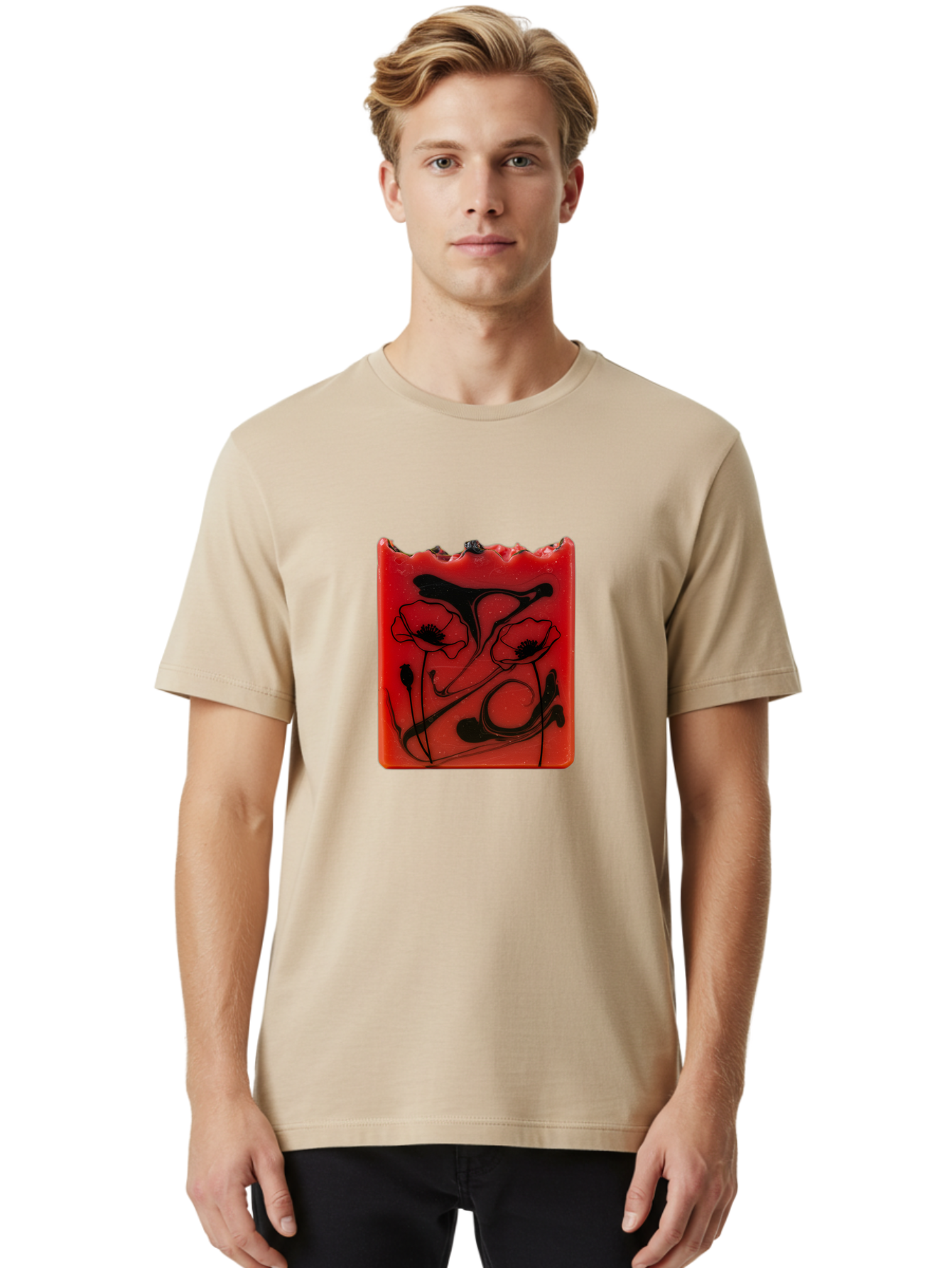 Red-Soap-With-Floral-Design Men'S Graphic Tee, 100% Cotton, Comfortable Casual Summer Wear, Machine Washable, Vintage Camera, Old Camera, Antique Camera, Black Camera, Classic Photography, Photography Equipment, Nostalgic Device, Film Camera, Baf461