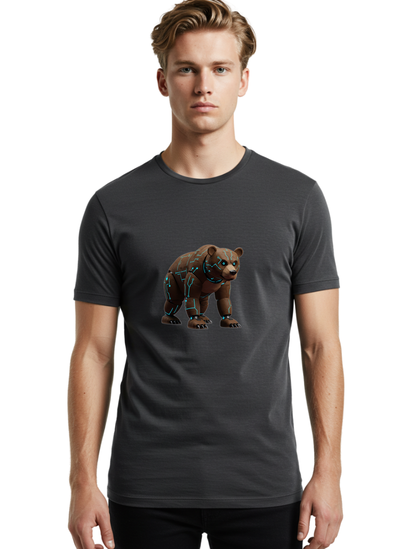 Robo-Bear Men'S Graphic Tee, 100% Cotton, Comfortable Casual Summer Wear, Machine Washable, Vintage Camera, Old Camera, Antique Camera, Black Camera, Classic Photography, Photography Equipment, Nostalgic Device, Film Camera, Camera Art Baf463