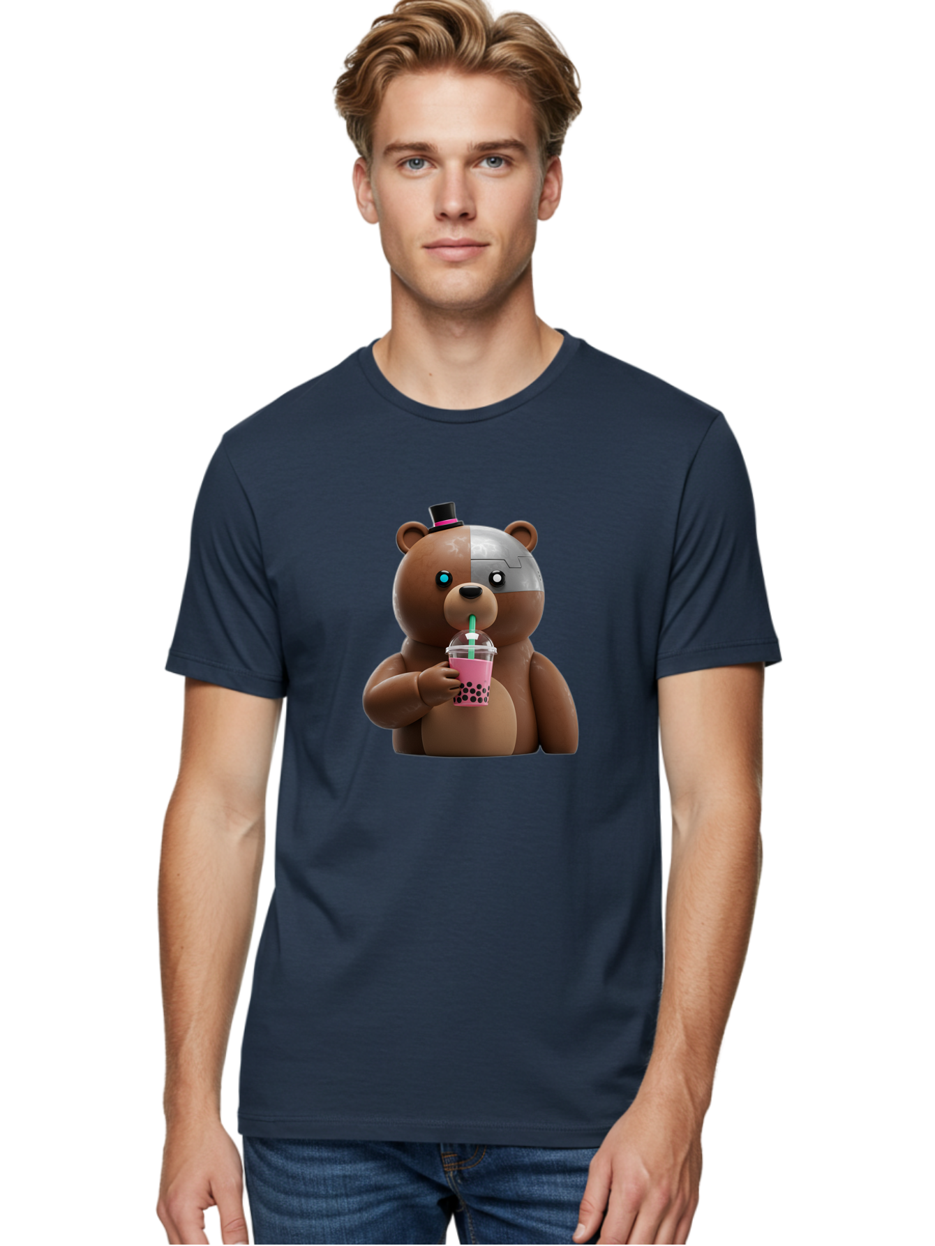Robot-Teddy-Bear Men'S Graphic Tee, 100% Cotton, Comfortable Casual Summer Wear, Machine Washable, Vintage Camera, Old Camera, Antique Camera, Black Camera, Classic Photography, Photography Equipment, Nostalgic Device, Film Camera, Camera Art Baf481