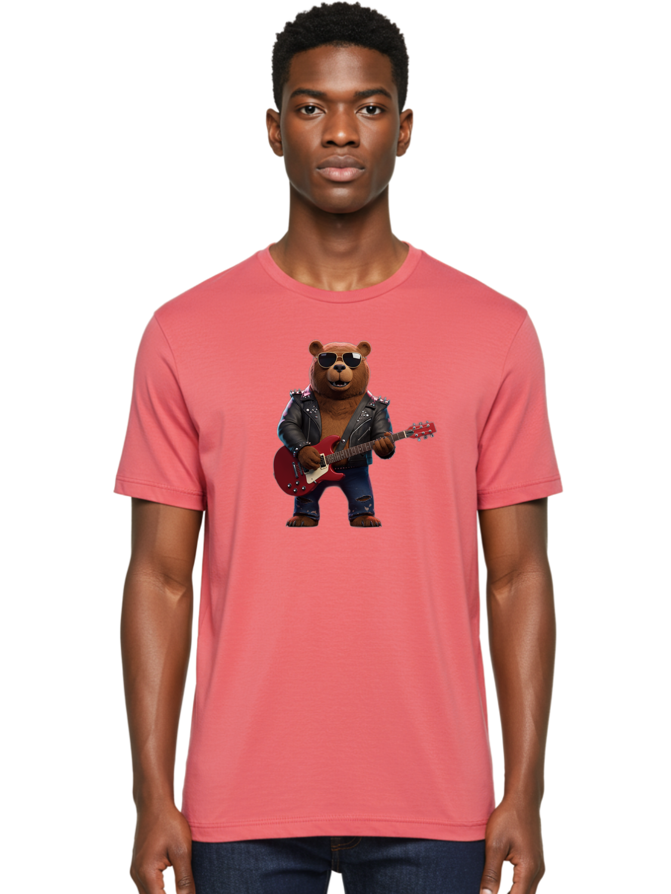 Rockstar-Bear Men'S Graphic Tee, 100% Cotton, Comfortable Casual Summer Wear, Machine Washable, Vintage Camera, Old Camera, Antique Camera, Black Camera, Classic Photography, Photography Equipment, Nostalgic Device, Film Camera, Camera Art Baf485