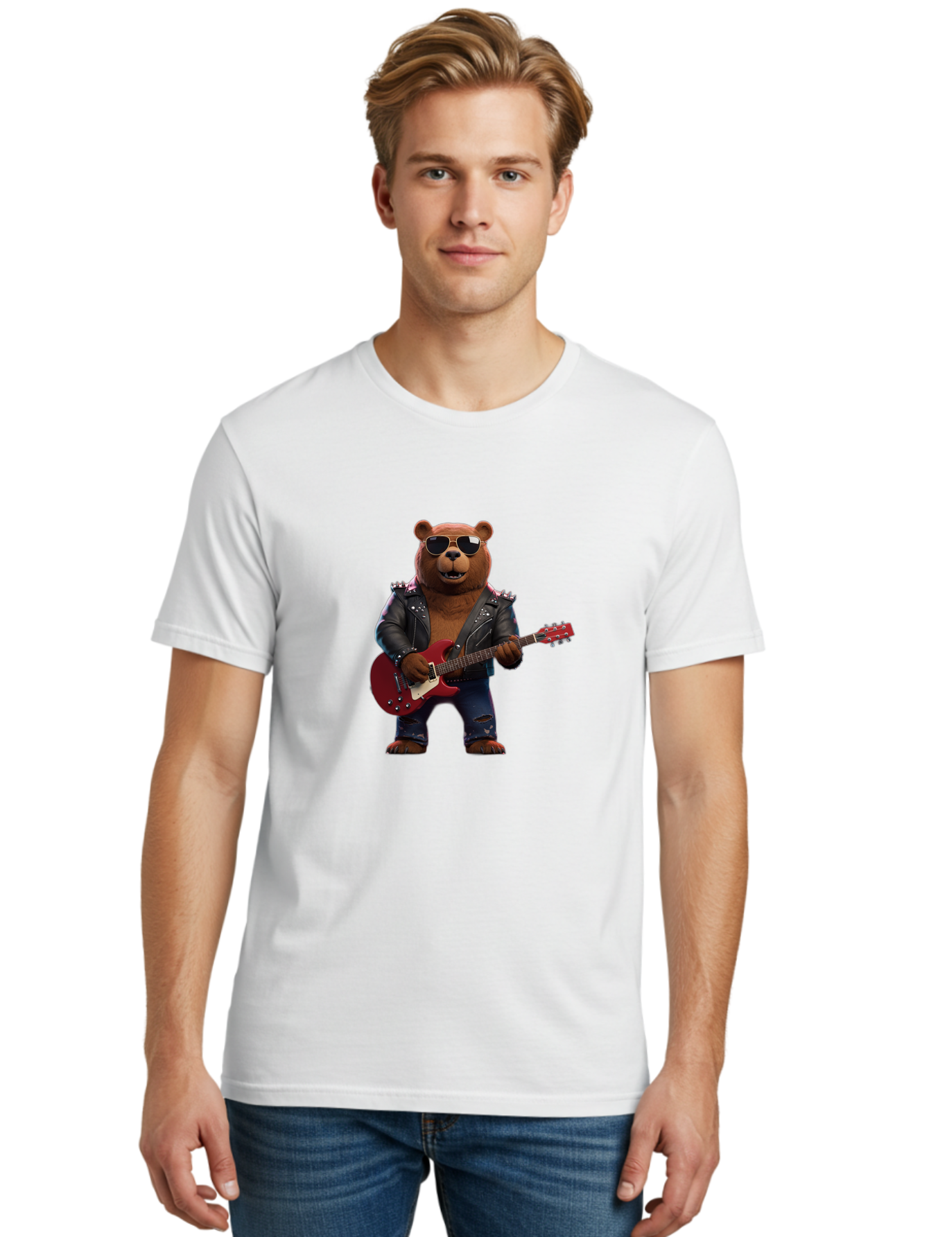 Rockstar-Bear Men'S Graphic Tee, 100% Cotton, Comfortable Casual Summer Wear, Machine Washable, Vintage Camera, Old Camera, Antique Camera, Black Camera, Classic Photography, Photography Equipment, Nostalgic Device, Film Camera, Camera Art Baf485