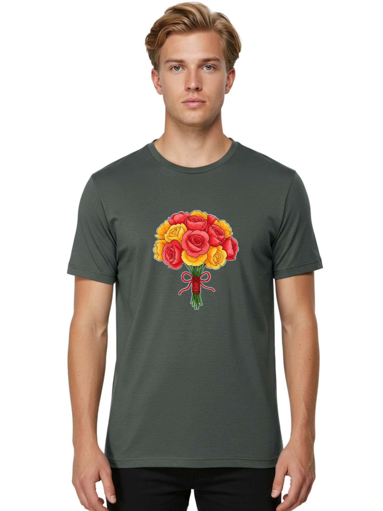Rose-Bouquet-1 Men'S Graphic Tee, 100% Cotton, Comfortable Casual Summer Wear, Machine Washable, Vintage Camera, Old Camera, Antique Camera, Black Camera, Classic Photography, Photography Equipment, Nostalgic Device, Film Camera, Camera Art Baf487