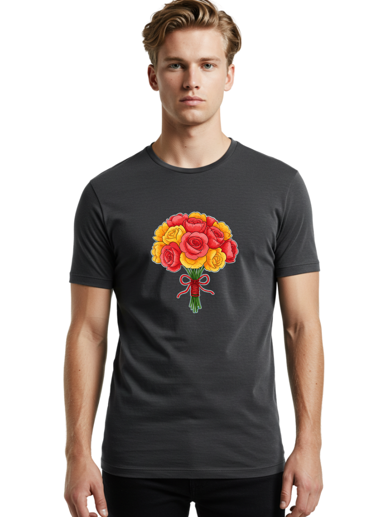 Rose-Bouquet-1 Men'S Graphic Tee, 100% Cotton, Comfortable Casual Summer Wear, Machine Washable, Vintage Camera, Old Camera, Antique Camera, Black Camera, Classic Photography, Photography Equipment, Nostalgic Device, Film Camera, Camera Art Baf487