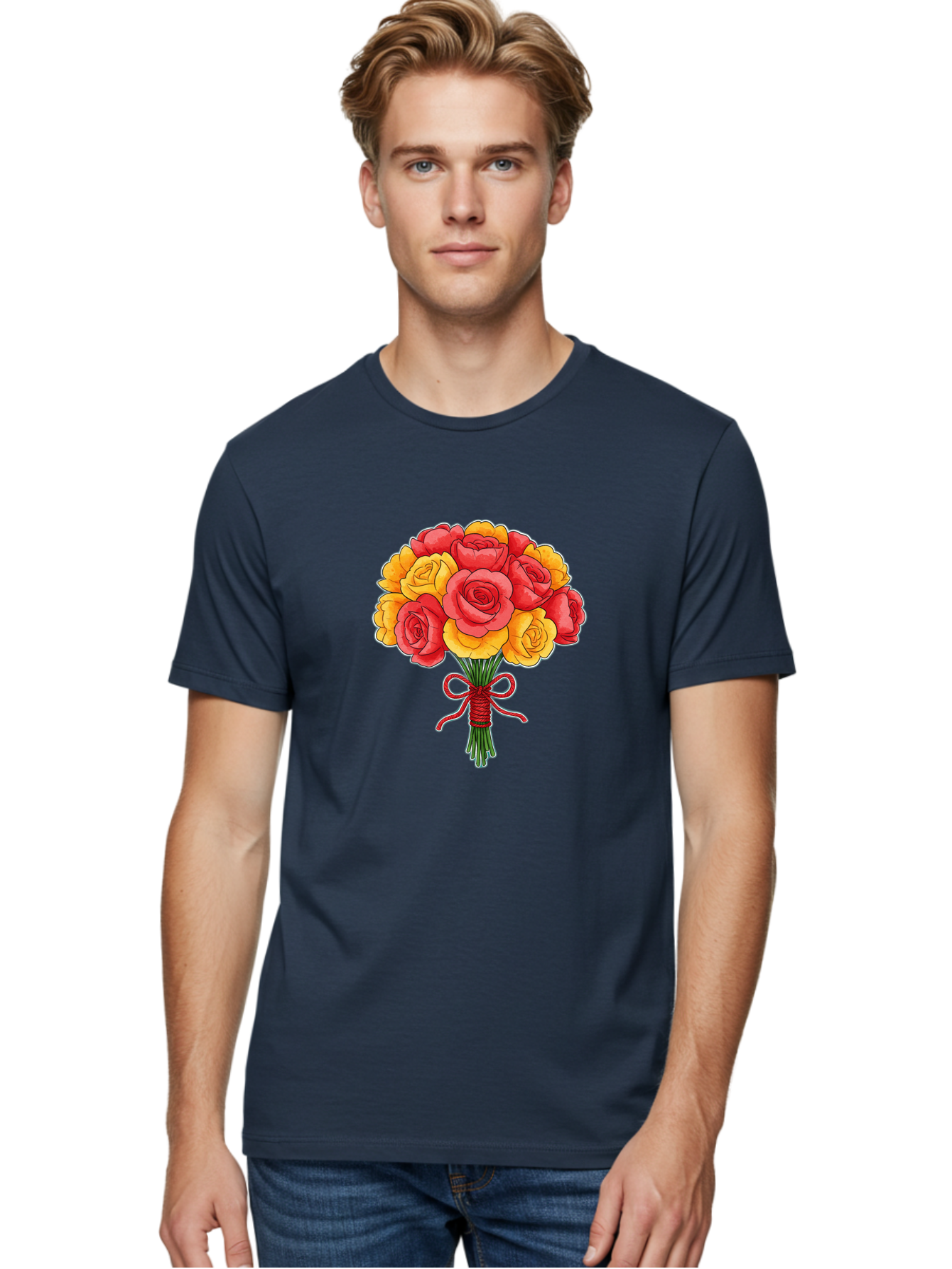 Rose-Bouquet-1 Men'S Graphic Tee, 100% Cotton, Comfortable Casual Summer Wear, Machine Washable, Vintage Camera, Old Camera, Antique Camera, Black Camera, Classic Photography, Photography Equipment, Nostalgic Device, Film Camera, Camera Art Baf487