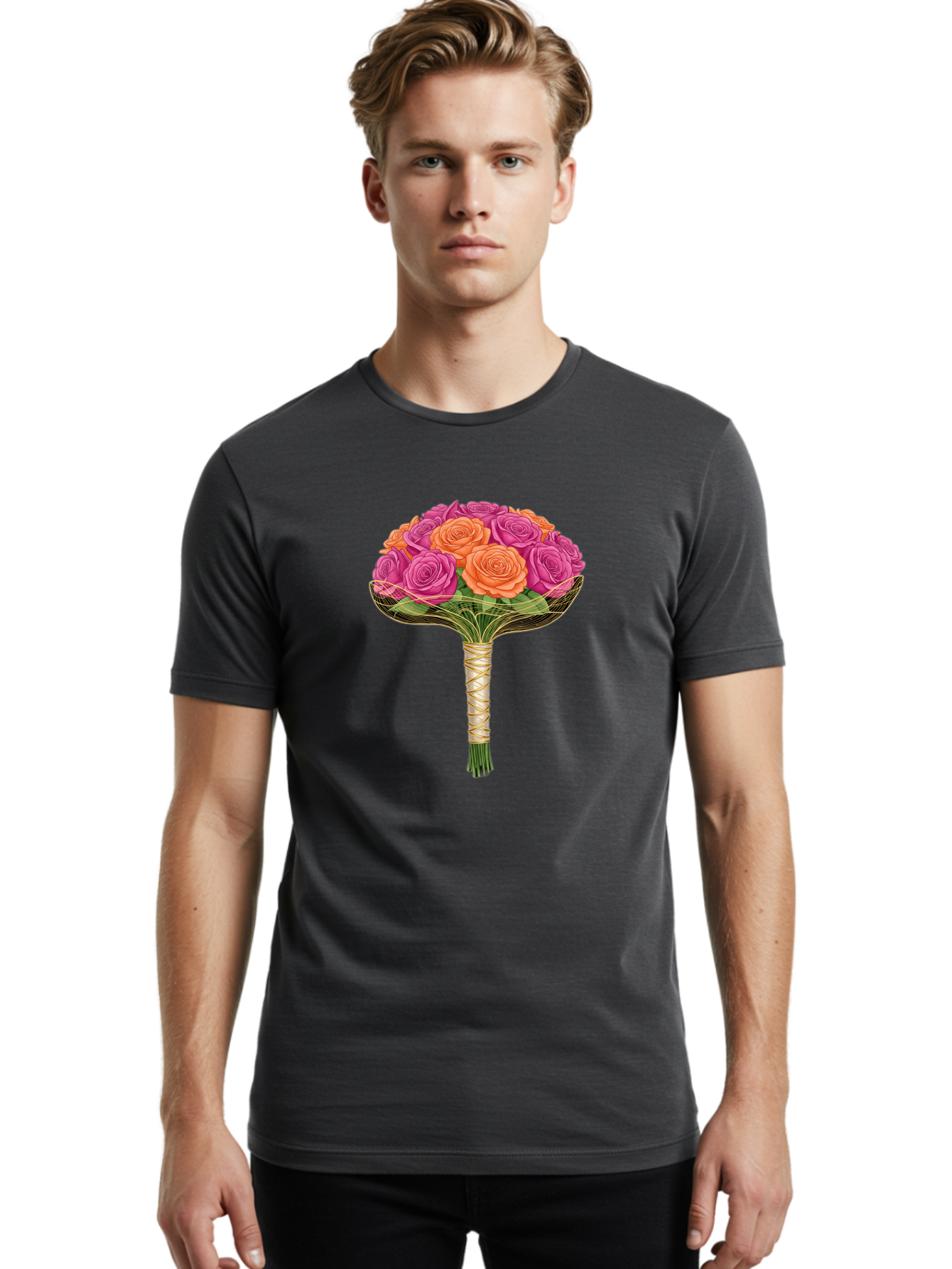 Rose-Bouquet Men'S Graphic Tee, 100% Cotton, Comfortable Casual Summer Wear, Machine Washable, Vintage Camera, Old Camera, Antique Camera, Black Camera, Classic Photography, Photography Equipment, Nostalgic Device, Film Camera, Camera Art Baf488