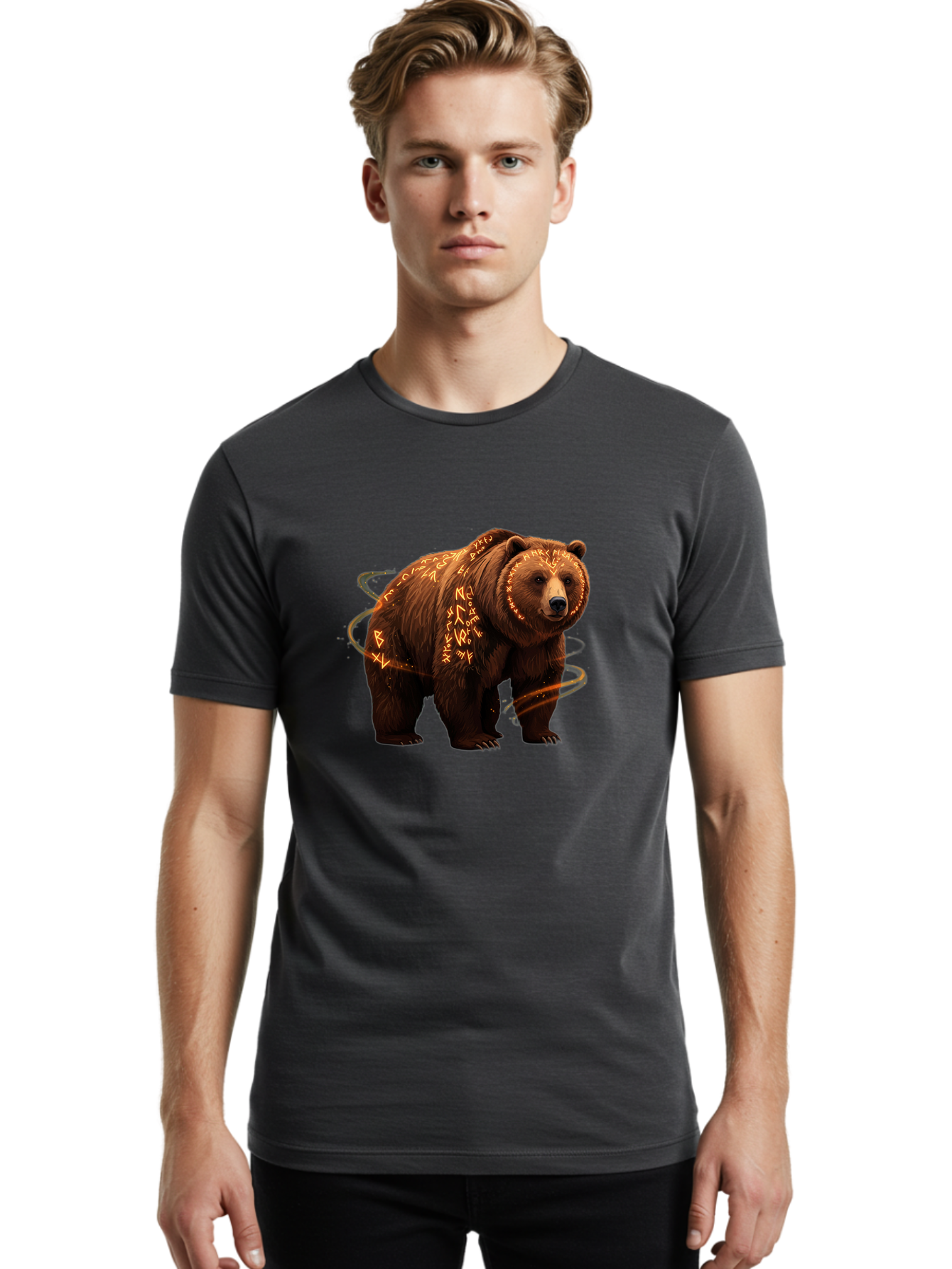 Runic-Bear-1 Men'S Graphic Tee, 100% Cotton, Comfortable Casual Summer Wear, Machine Washable, Vintage Camera, Old Camera, Antique Camera, Black Camera, Classic Photography, Photography Equipment, Nostalgic Device, Film Camera, Camera Art Baf489