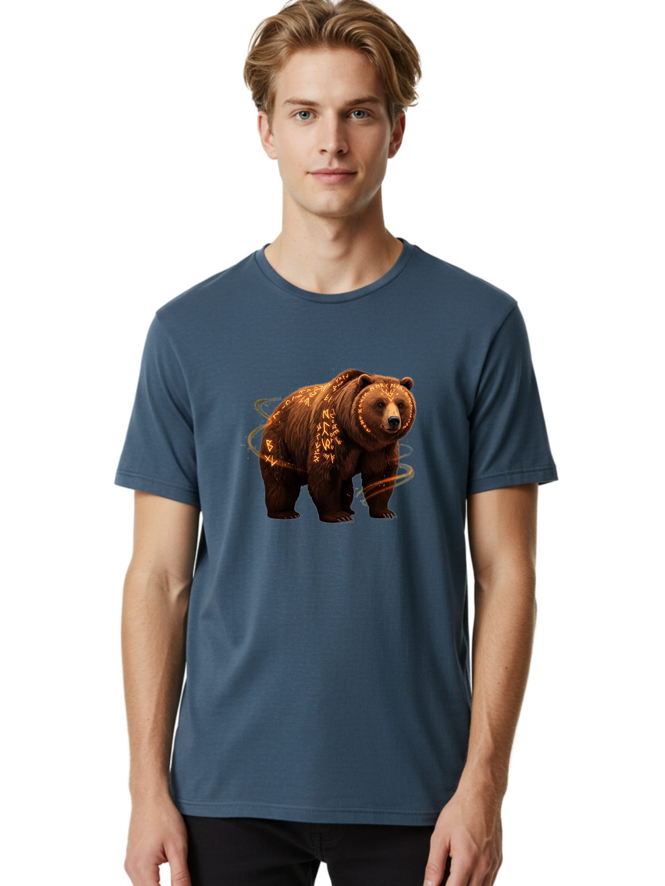 Runic-Bear-1 Men'S Graphic Tee, 100% Cotton, Comfortable Casual Summer Wear, Machine Washable, Vintage Camera, Old Camera, Antique Camera, Black Camera, Classic Photography, Photography Equipment, Nostalgic Device, Film Camera, Camera Art Baf489