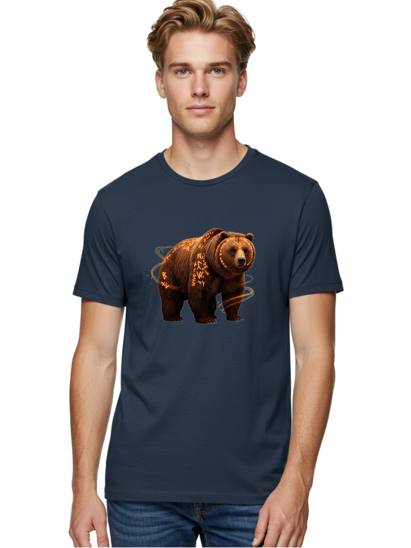 Runic-Bear-1 Men'S Graphic Tee, 100% Cotton, Comfortable Casual Summer Wear, Machine Washable, Vintage Camera, Old Camera, Antique Camera, Black Camera, Classic Photography, Photography Equipment, Nostalgic Device, Film Camera, Camera Art Baf489