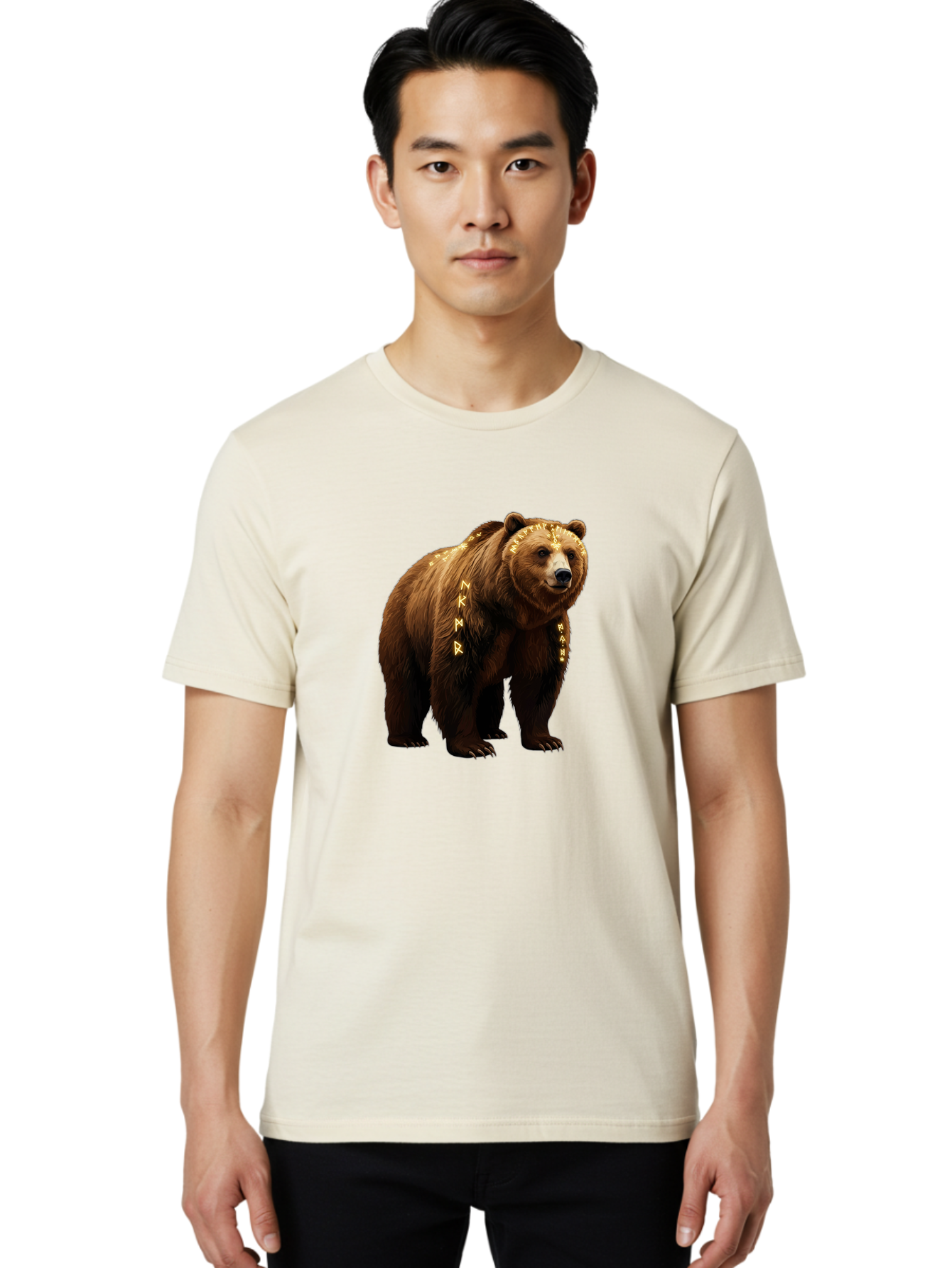 Runic-Brown-Bear Men'S Graphic Tee, 100% Cotton, Comfortable Casual Summer Wear, Machine Washable, Vintage Camera, Old Camera, Antique Camera, Black Camera, Classic Photography, Photography Equipment, Nostalgic Device, Film Camera, Camera Art Baf491