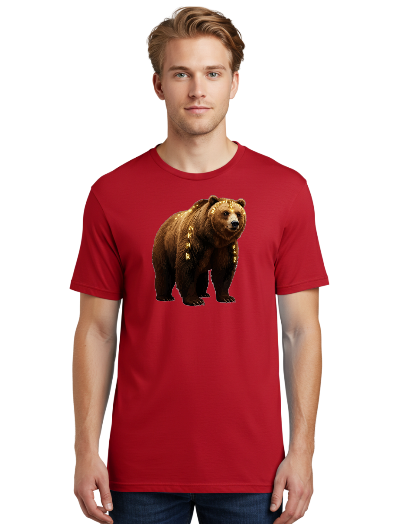 Runic-Brown-Bear Men'S Graphic Tee, 100% Cotton, Comfortable Casual Summer Wear, Machine Washable, Vintage Camera, Old Camera, Antique Camera, Black Camera, Classic Photography, Photography Equipment, Nostalgic Device, Film Camera, Camera Art Baf491