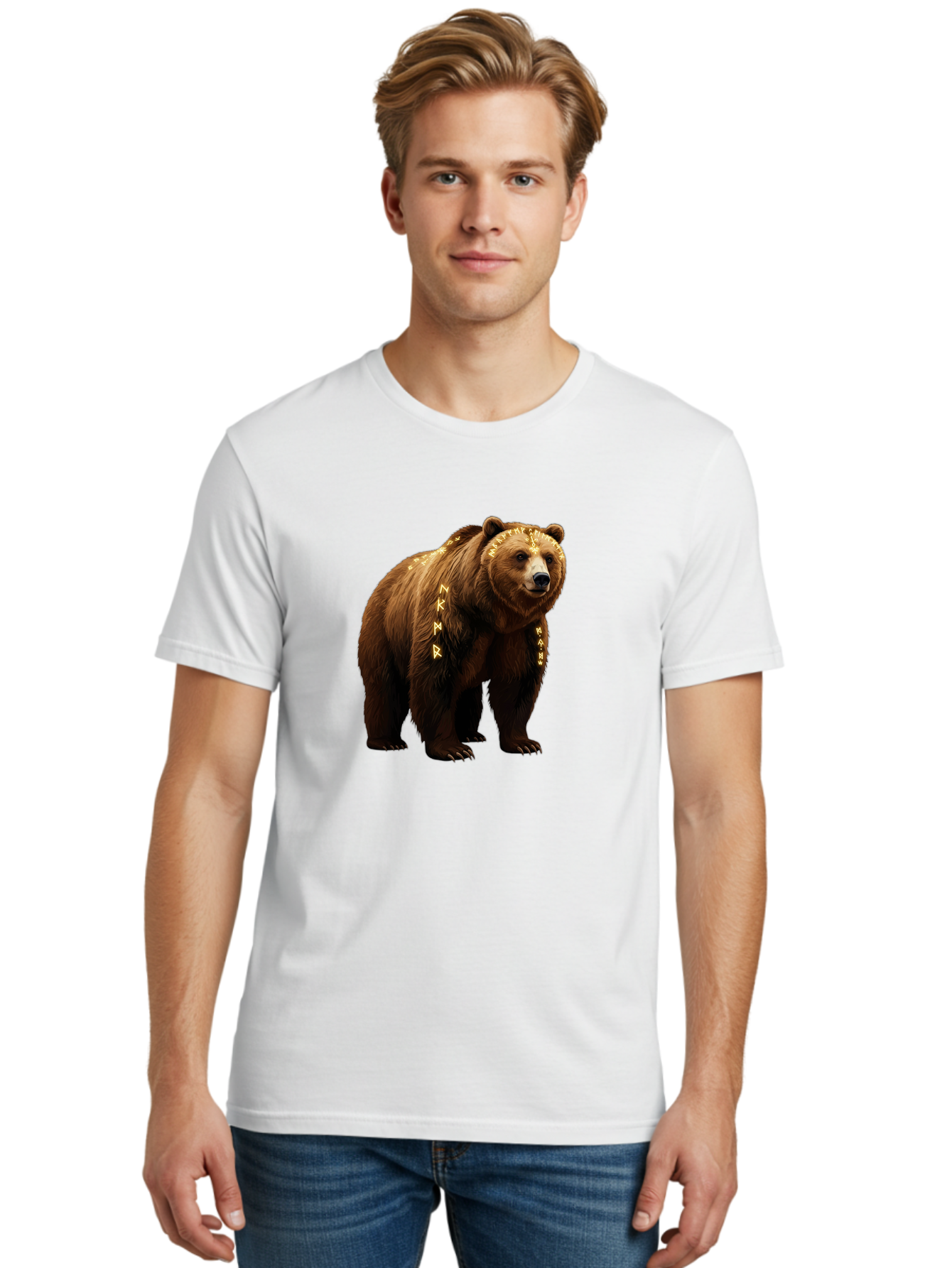 Runic-Brown-Bear Men'S Graphic Tee, 100% Cotton, Comfortable Casual Summer Wear, Machine Washable, Vintage Camera, Old Camera, Antique Camera, Black Camera, Classic Photography, Photography Equipment, Nostalgic Device, Film Camera, Camera Art Baf491
