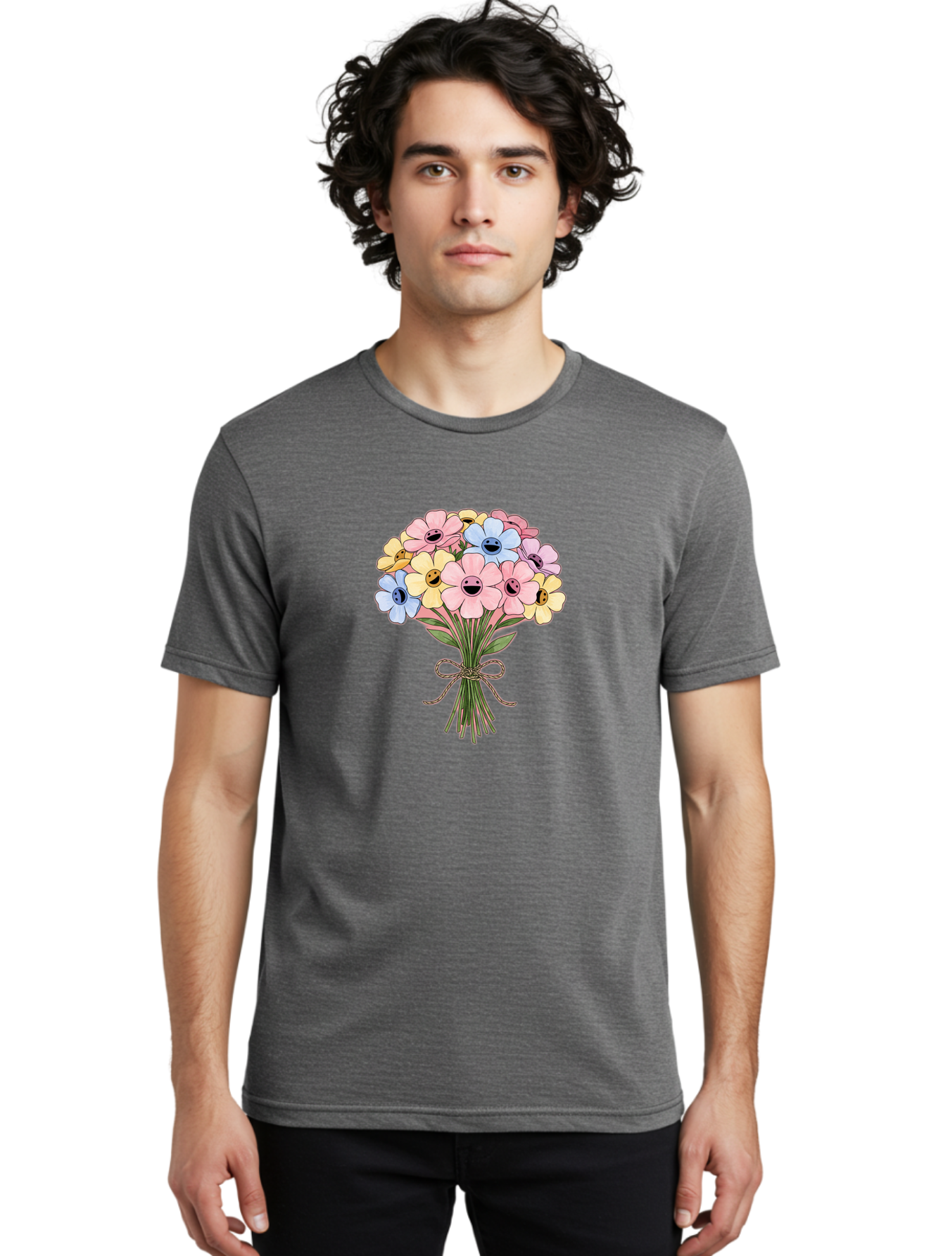 Smiley-Flower-Bouquet Men'S Graphic Tee, 100% Cotton, Comfortable Casual Summer Wear, Machine Washable, Vintage Camera, Old Camera, Antique Camera, Black Camera, Classic Photography, Photography Equipment, Nostalgic Device, Film Camera, Baf517