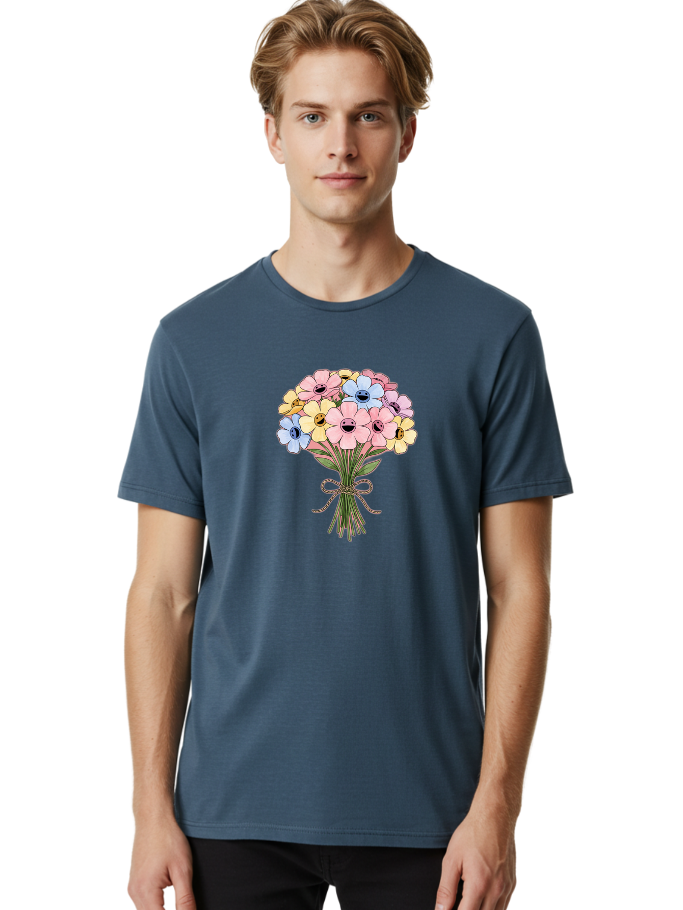 Smiley-Flower-Bouquet Men'S Graphic Tee, 100% Cotton, Comfortable Casual Summer Wear, Machine Washable, Vintage Camera, Old Camera, Antique Camera, Black Camera, Classic Photography, Photography Equipment, Nostalgic Device, Film Camera, Baf517